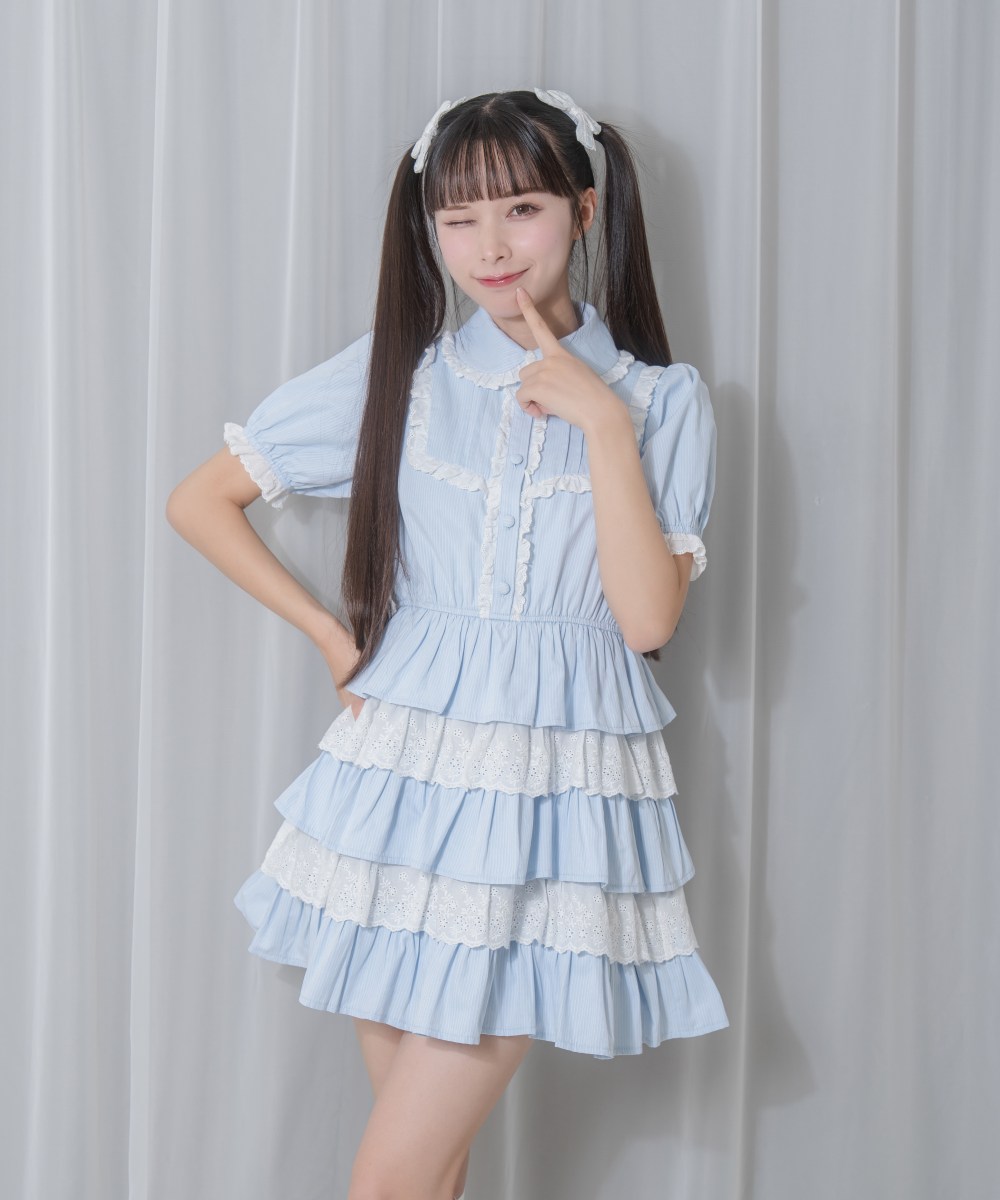 コットンレースパステルワンピース