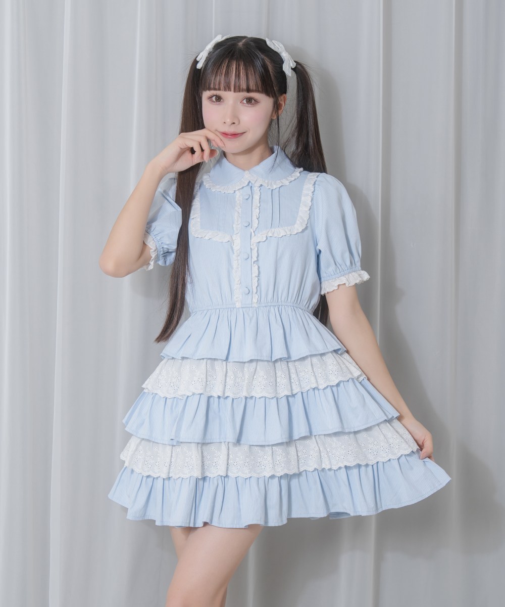 コットンレースパステルワンピース