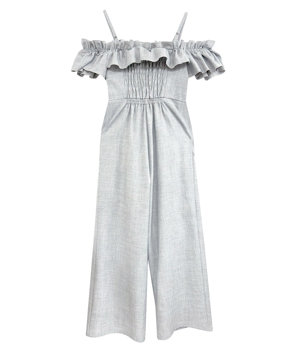 off shoulder frills romper