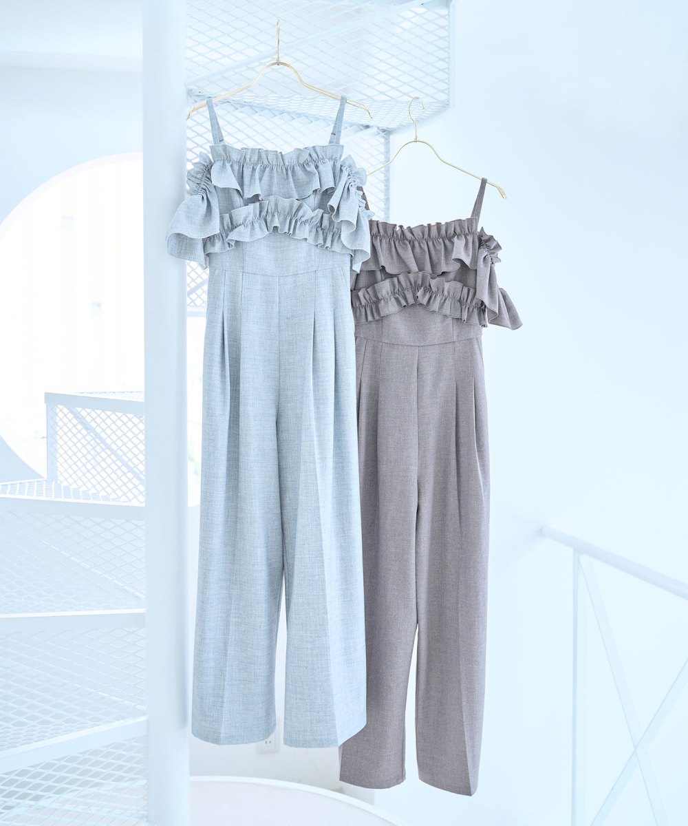 off shoulder frills romper
