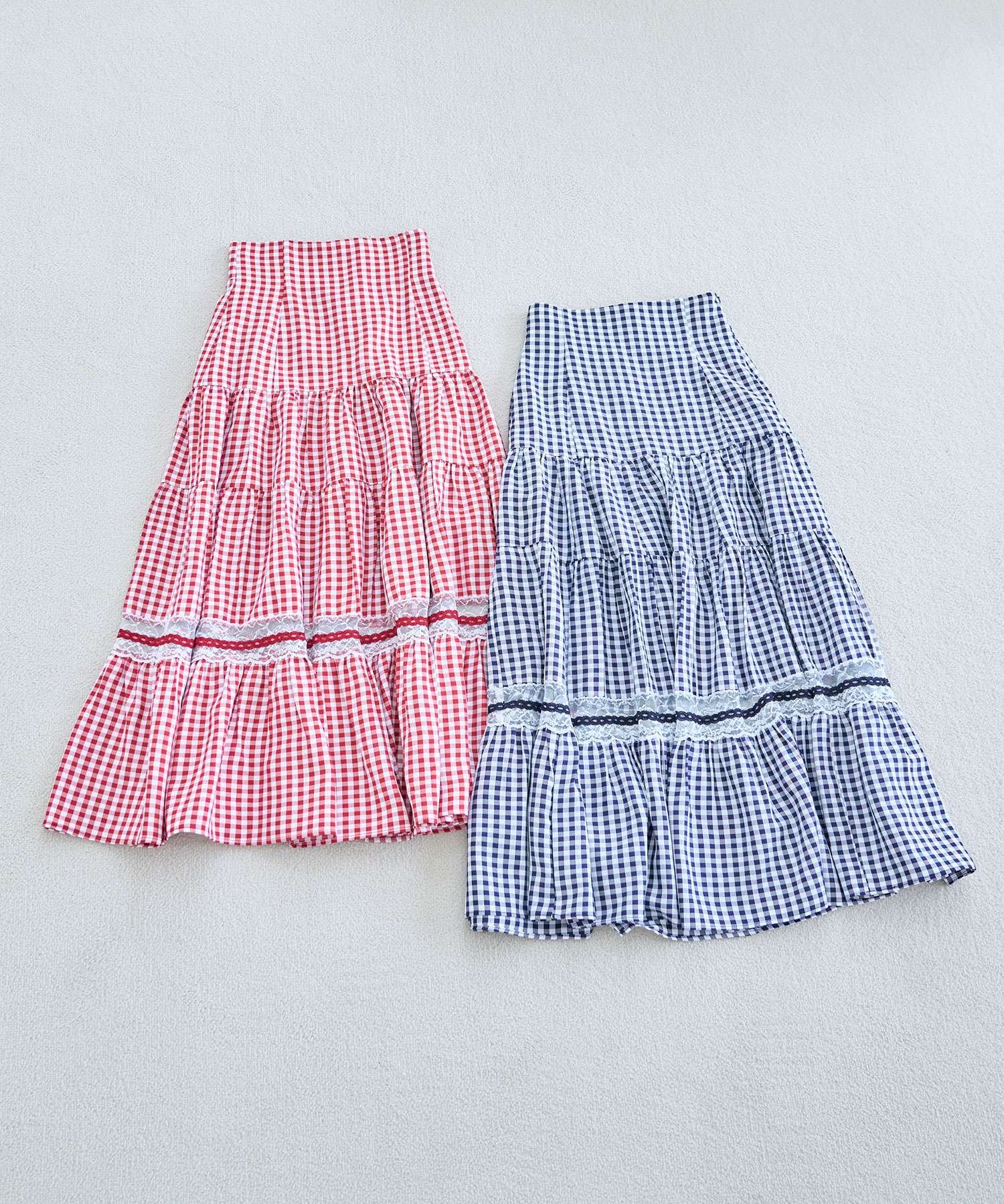 lace point gingham tiered skirts – BUNNY APARTMENT