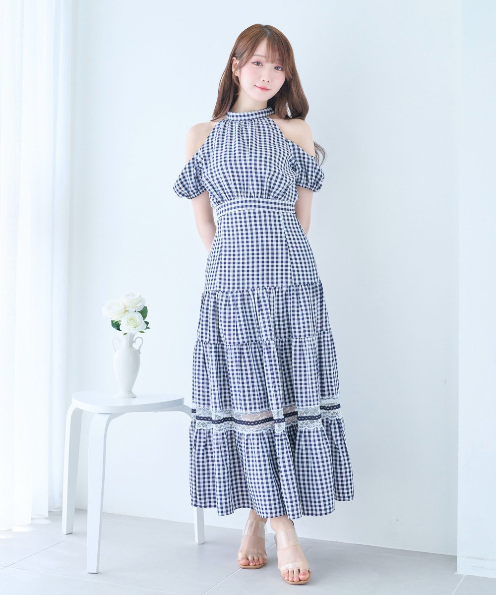 lace point gingham tiered skirts