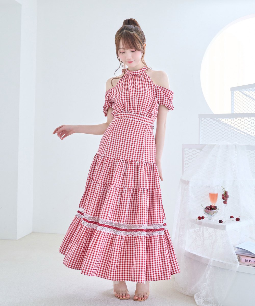 lace point gingham tiered skirts