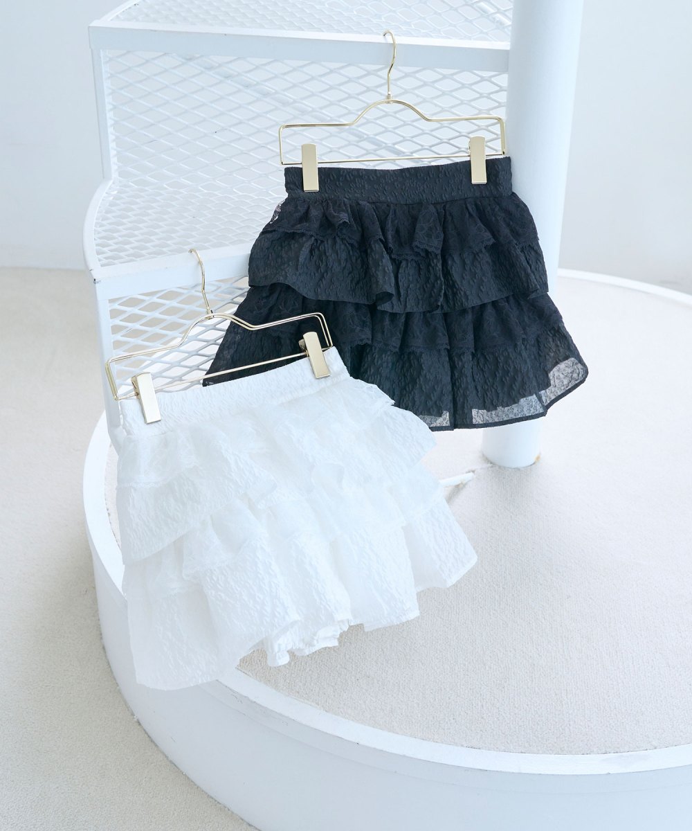 jacquard tiered mini skirt pants