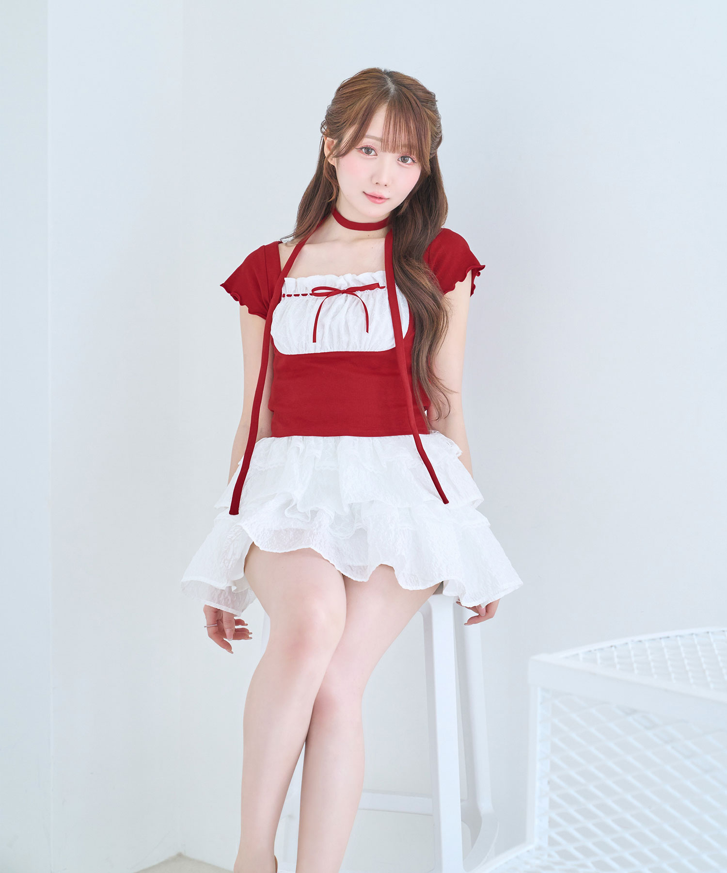 jacquard tiered mini skirt pants