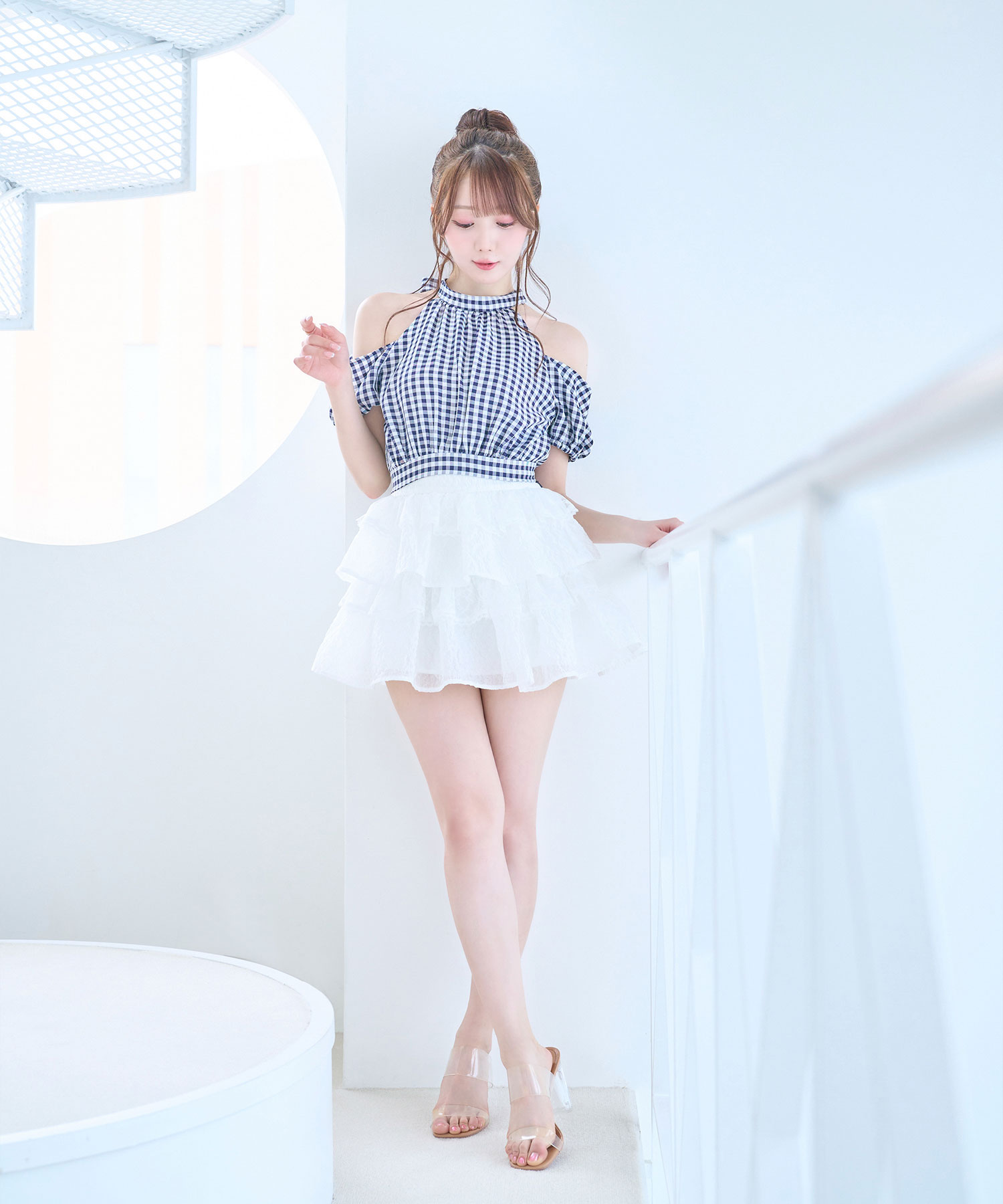 jacquard tiered mini skirt pants