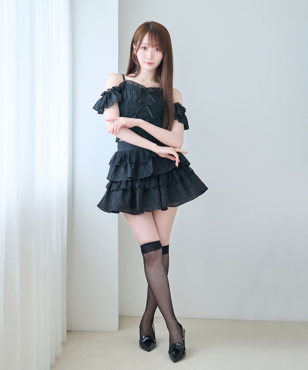 jacquard tiered mini skirt pants