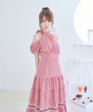 gingham ame sleeve tops