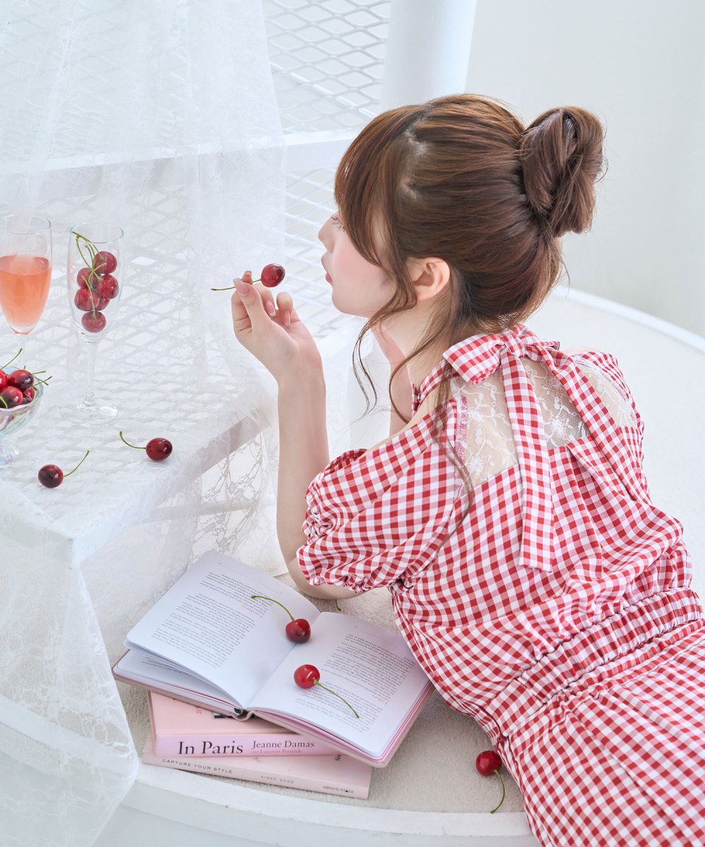 lace point gingham tiered skirts