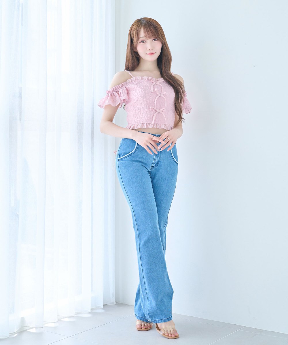 front ribbon cami tops