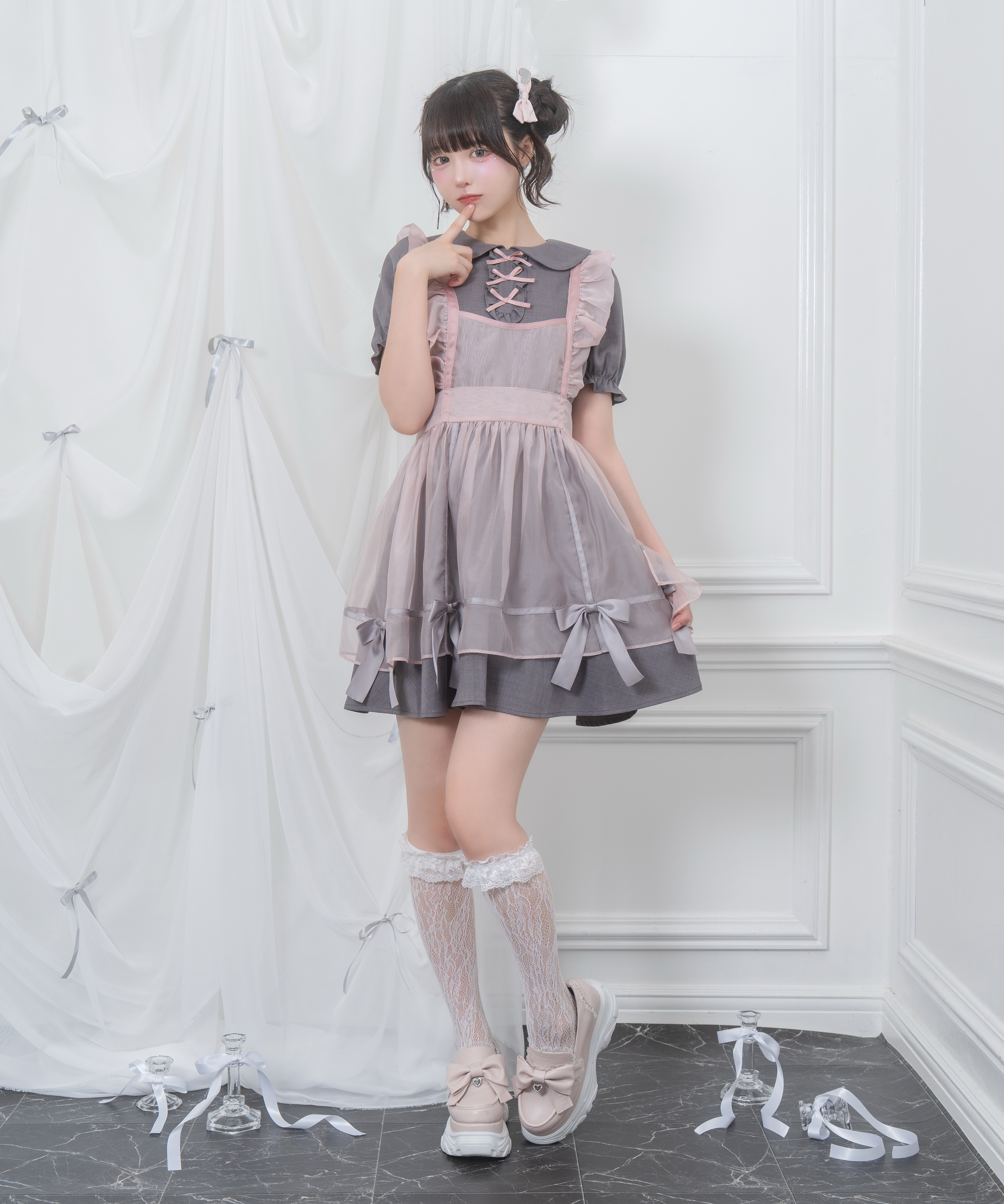 シアーエプロンセットワンピース