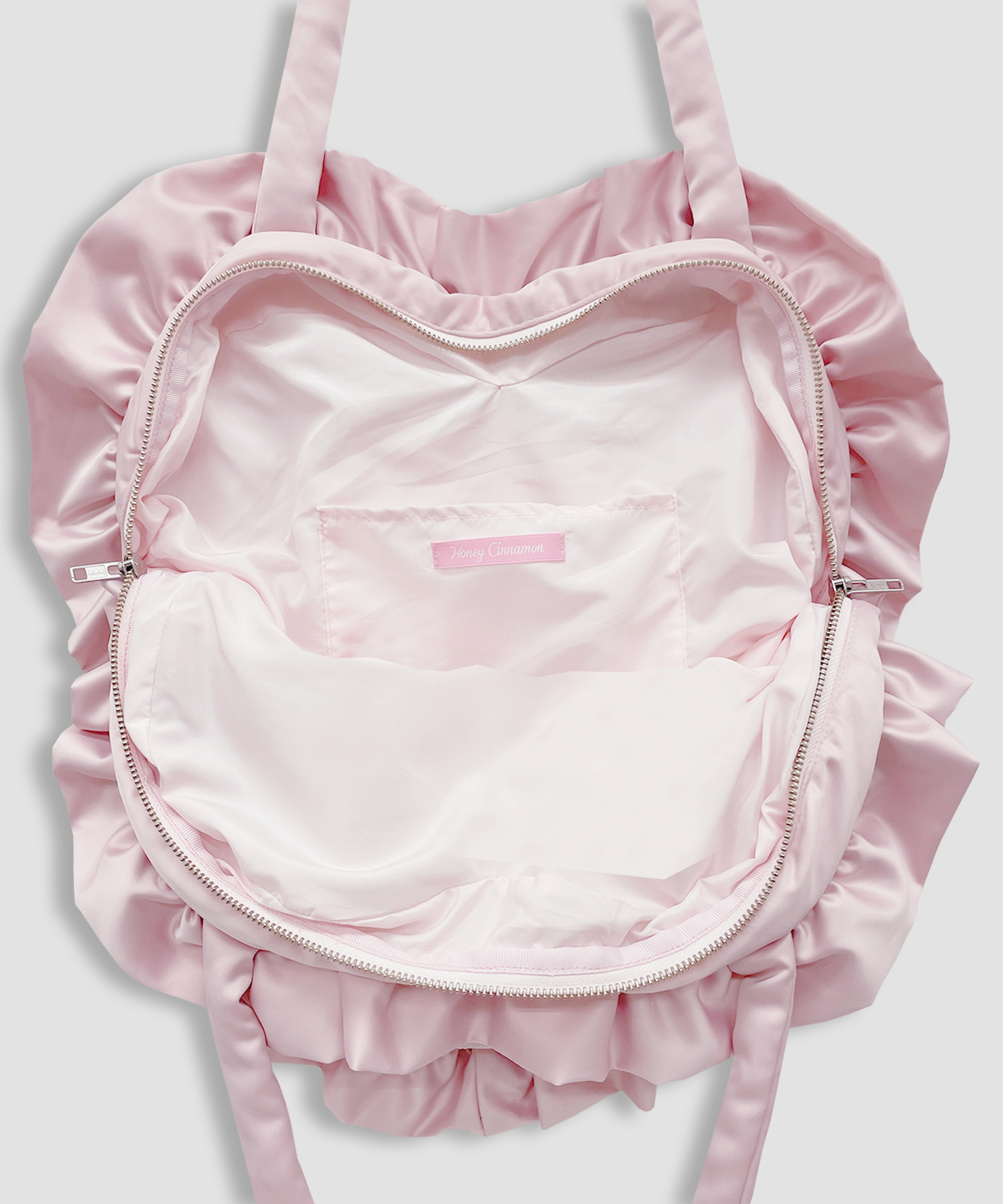 ハンドルリボンフロッキーハートバッグ