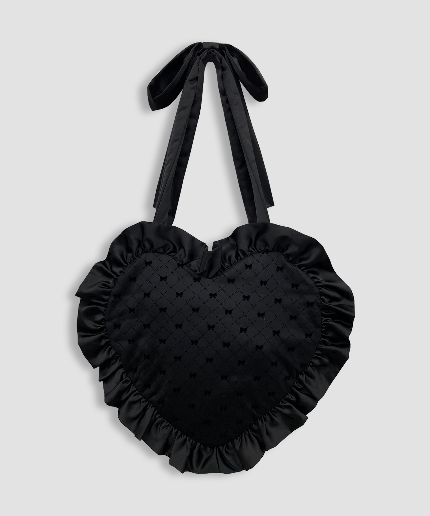 ハンドルリボンフロッキーハートバッグ