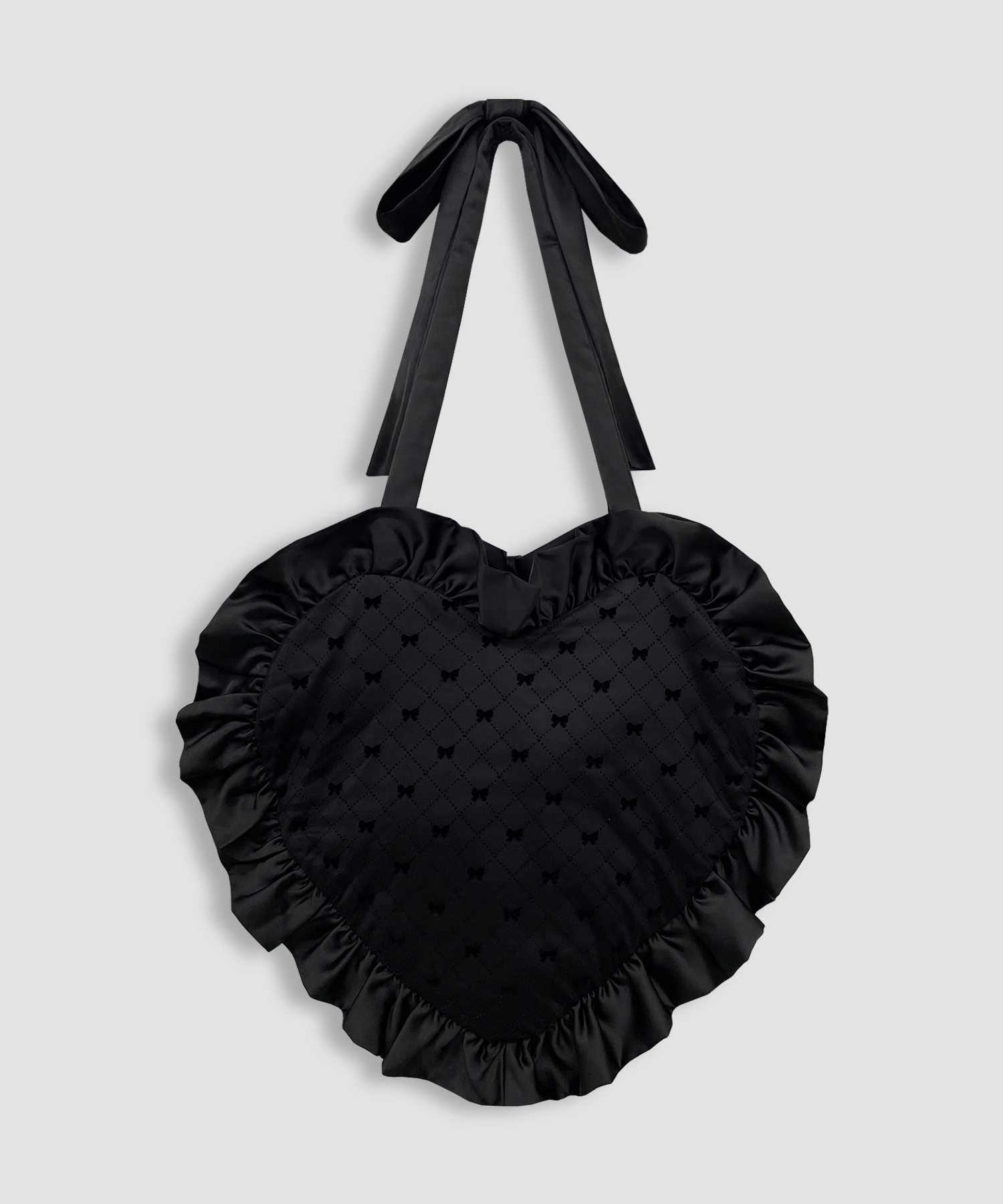 ハンドルリボンフロッキーハートバッグ