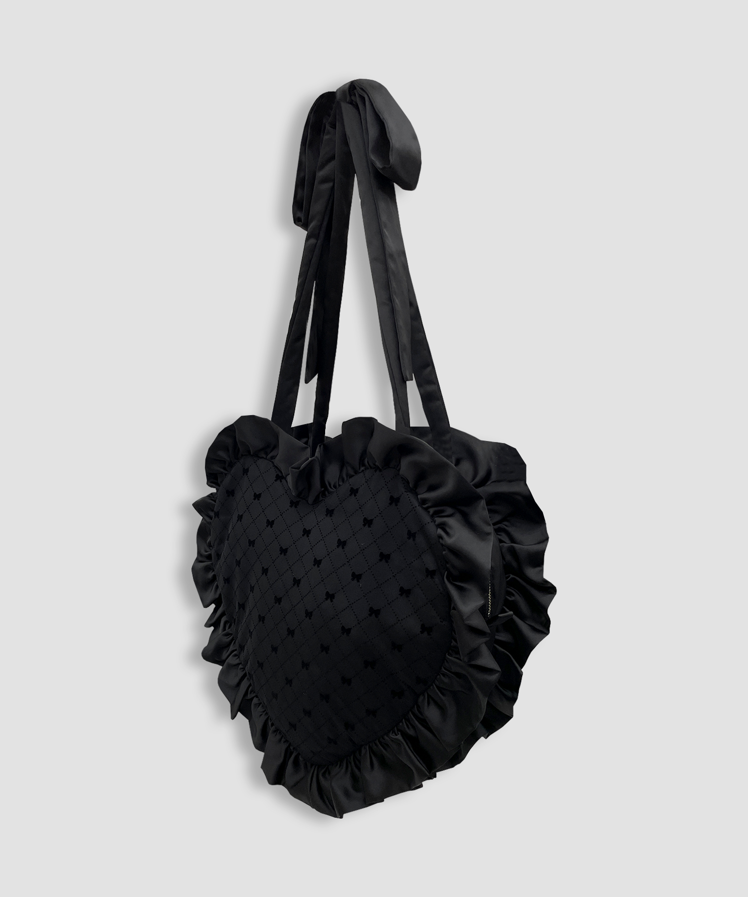 ハンドルリボンフロッキーハートバッグ