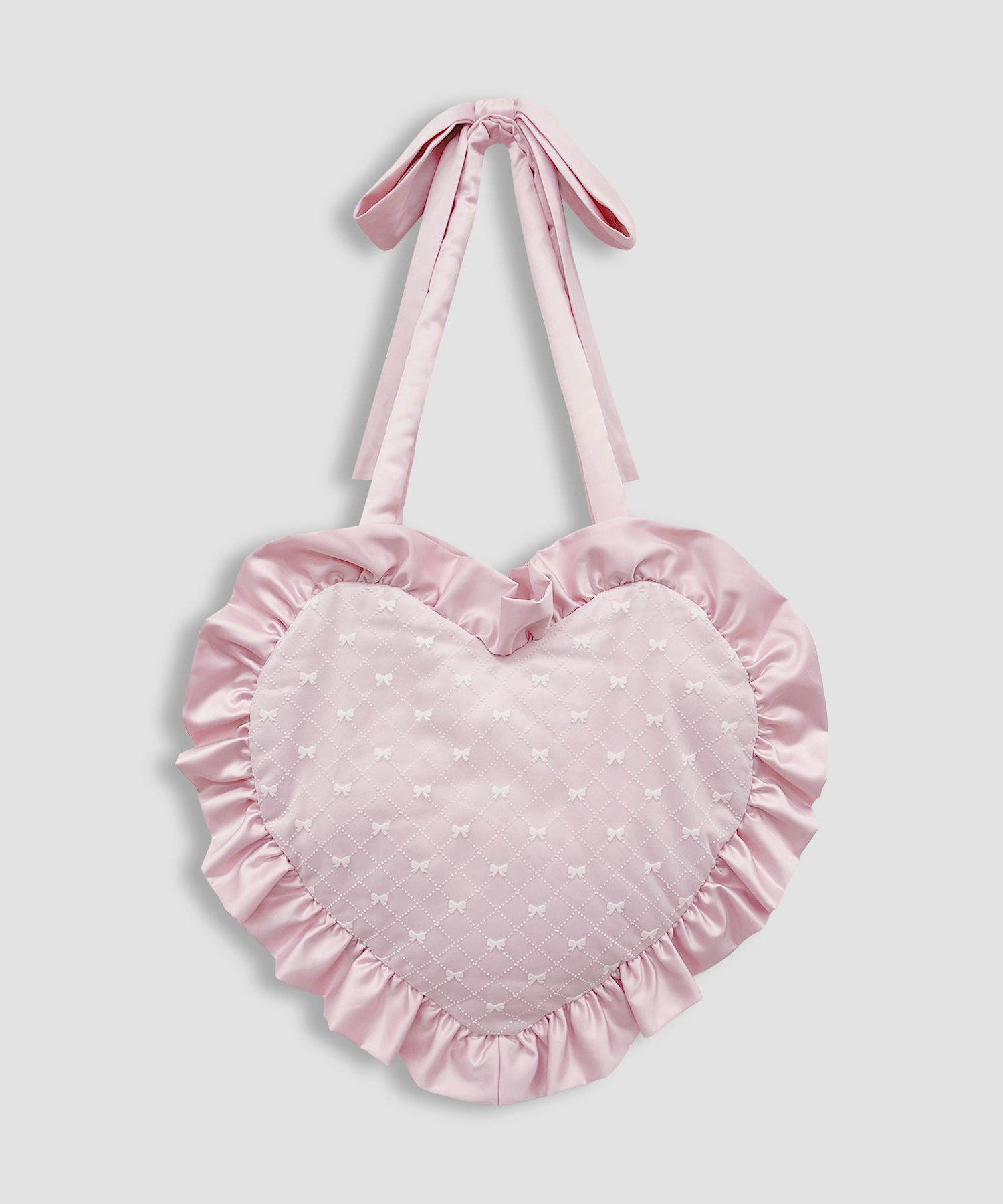 ハンドルリボンフロッキーハートバッグ