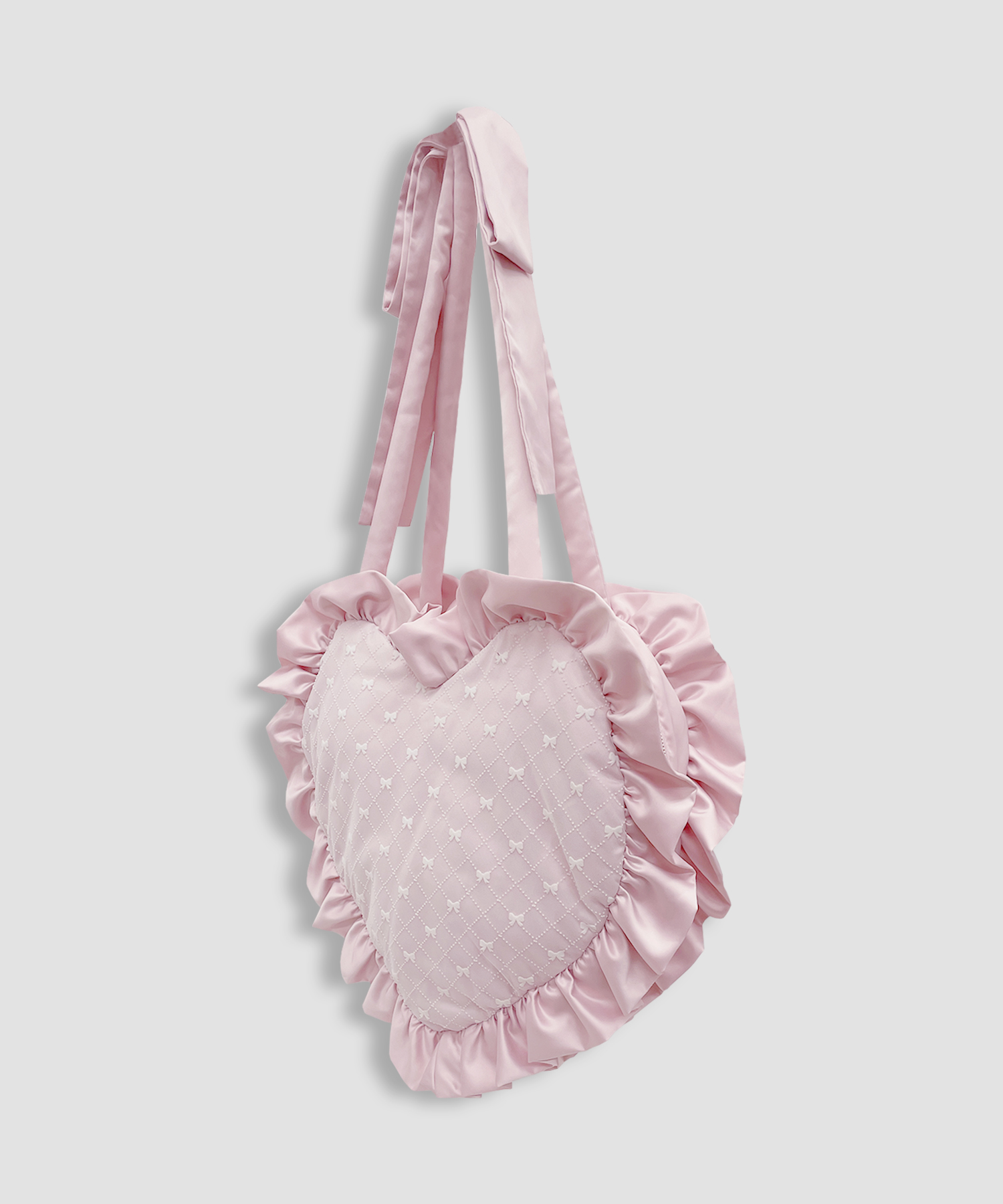 ハンドルリボンフロッキーハートバッグ