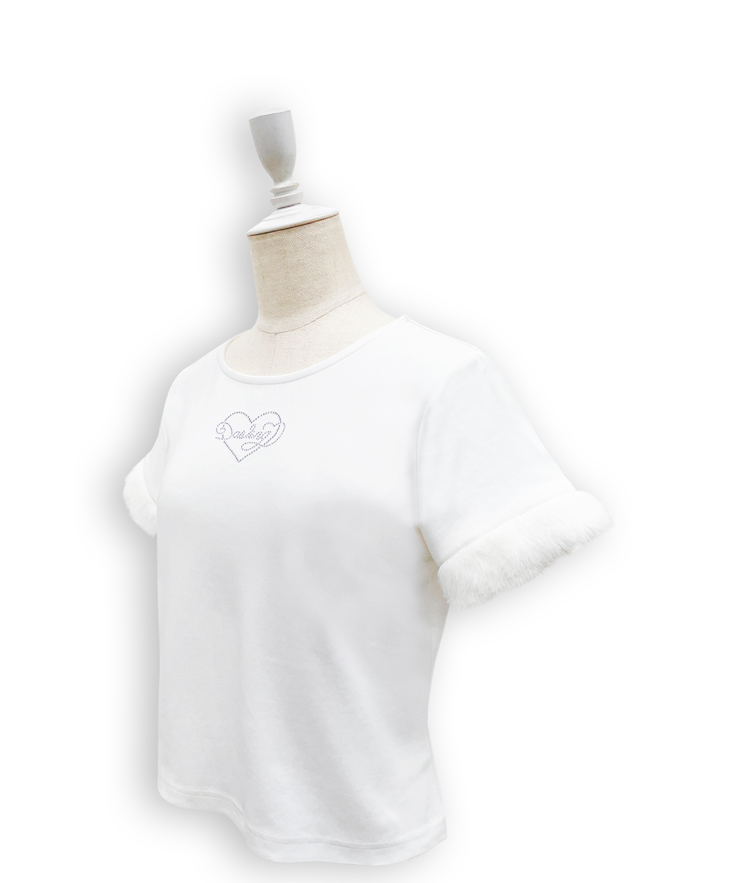 エコファー付きラインストーンTシャツ