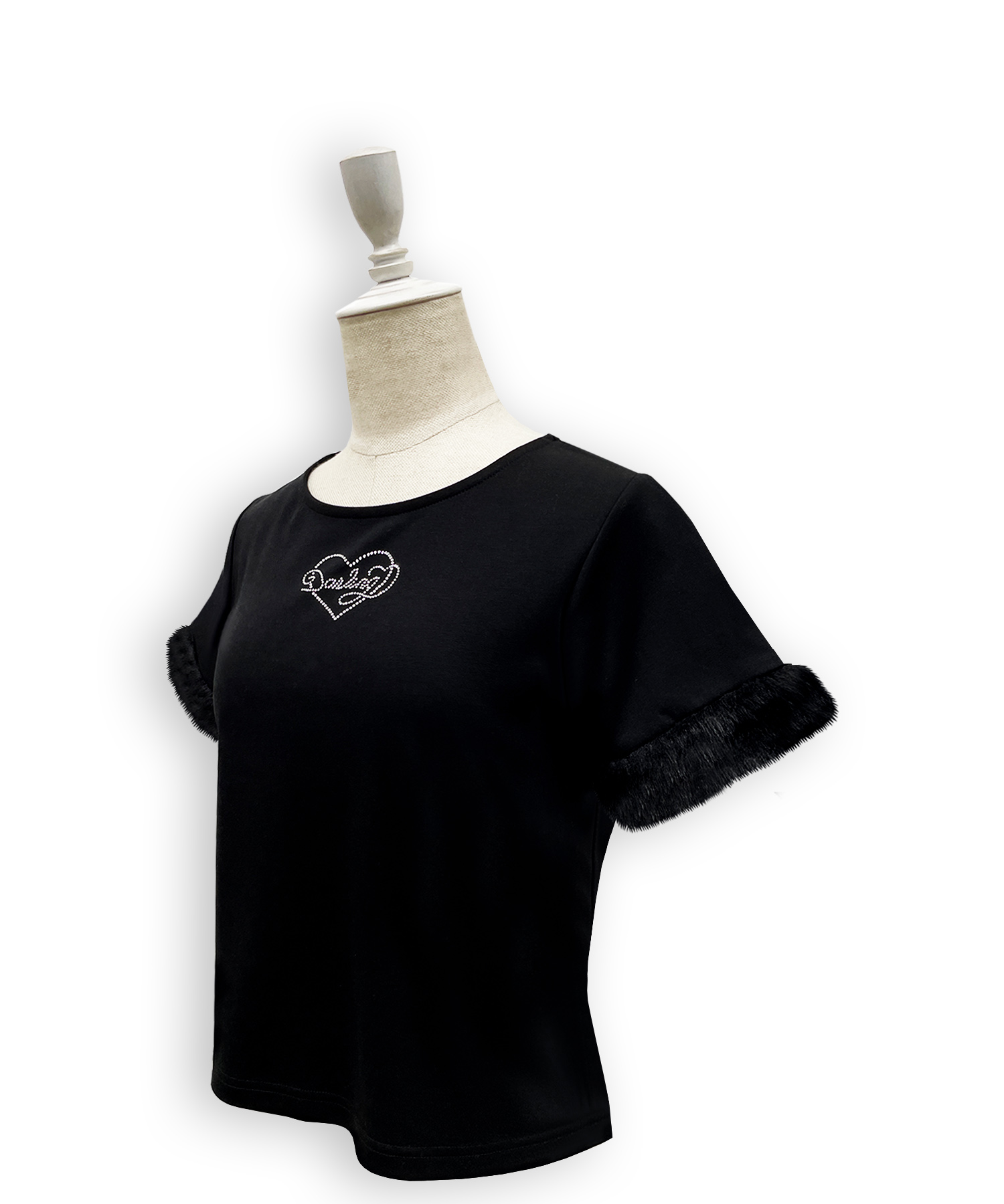 エコファー付きラインストーンTシャツ