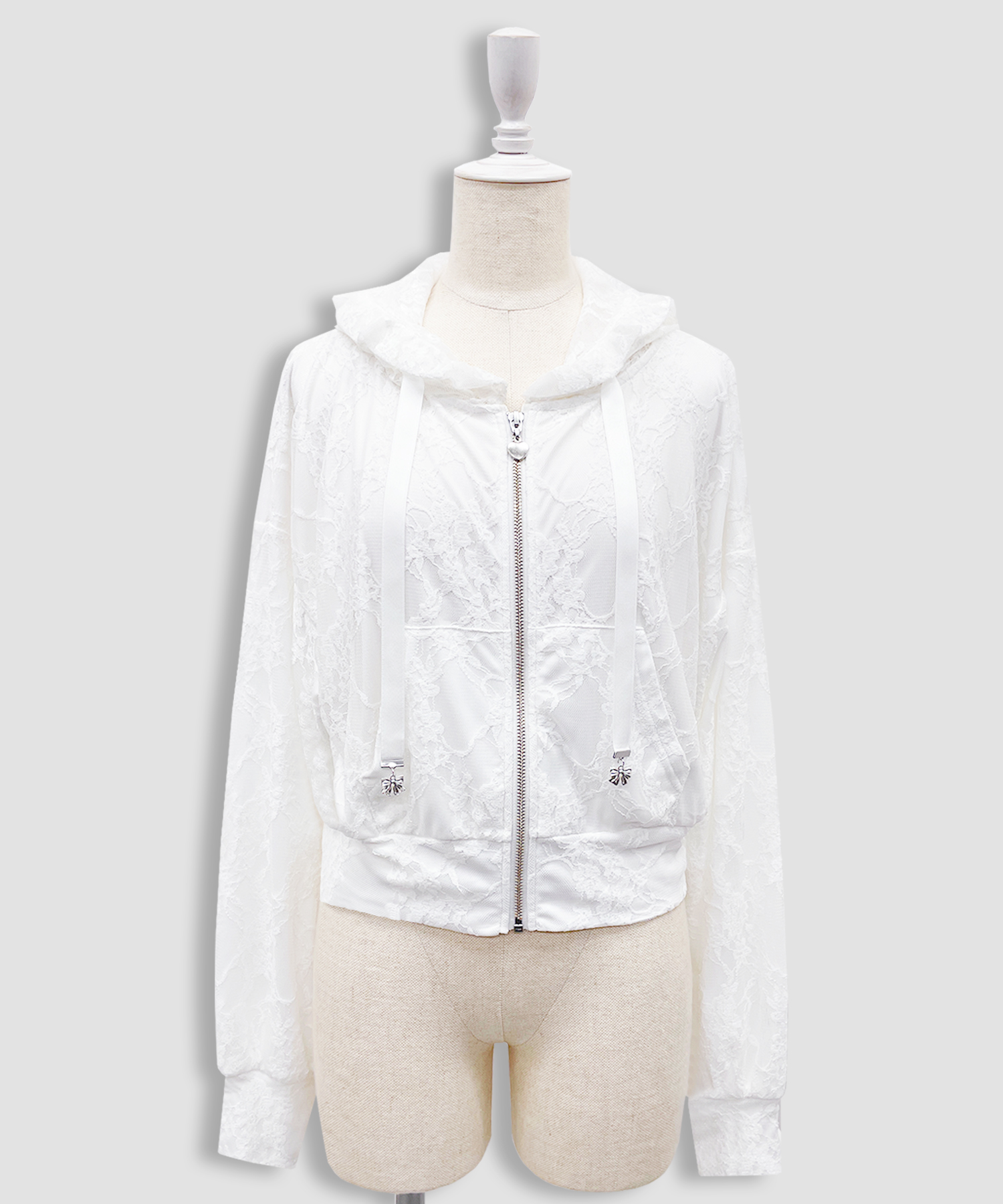 リボンチャームレースパーカー