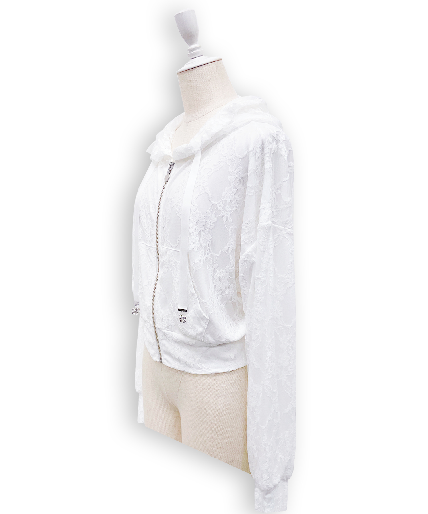 リボンチャームレースパーカー