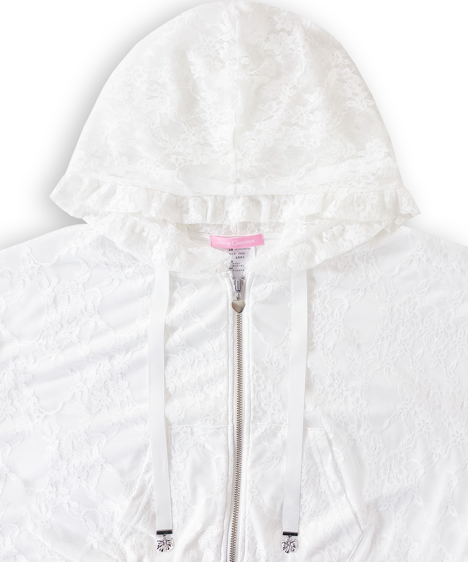 リボンチャームレースパーカー