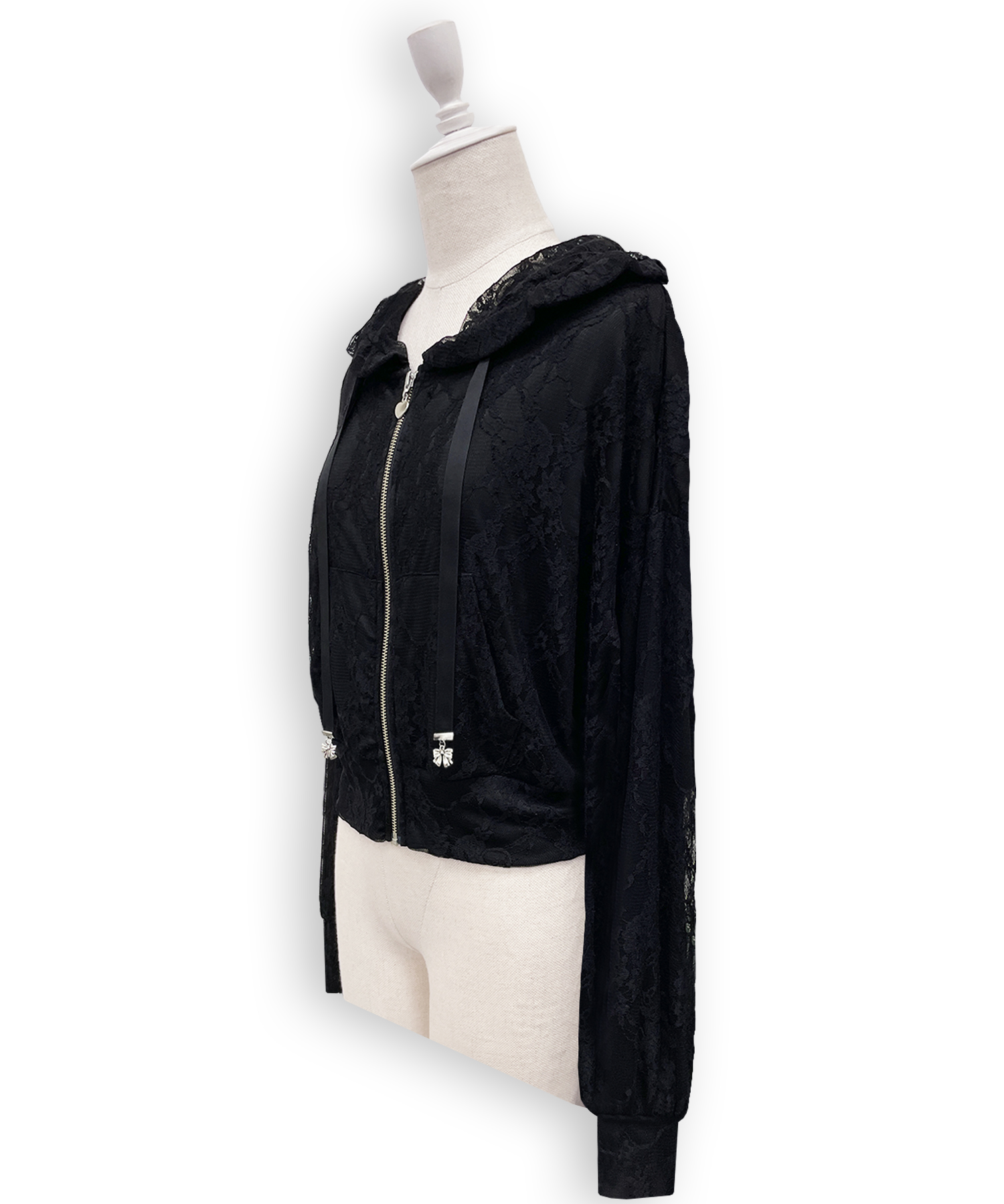 リボンチャームレースパーカー