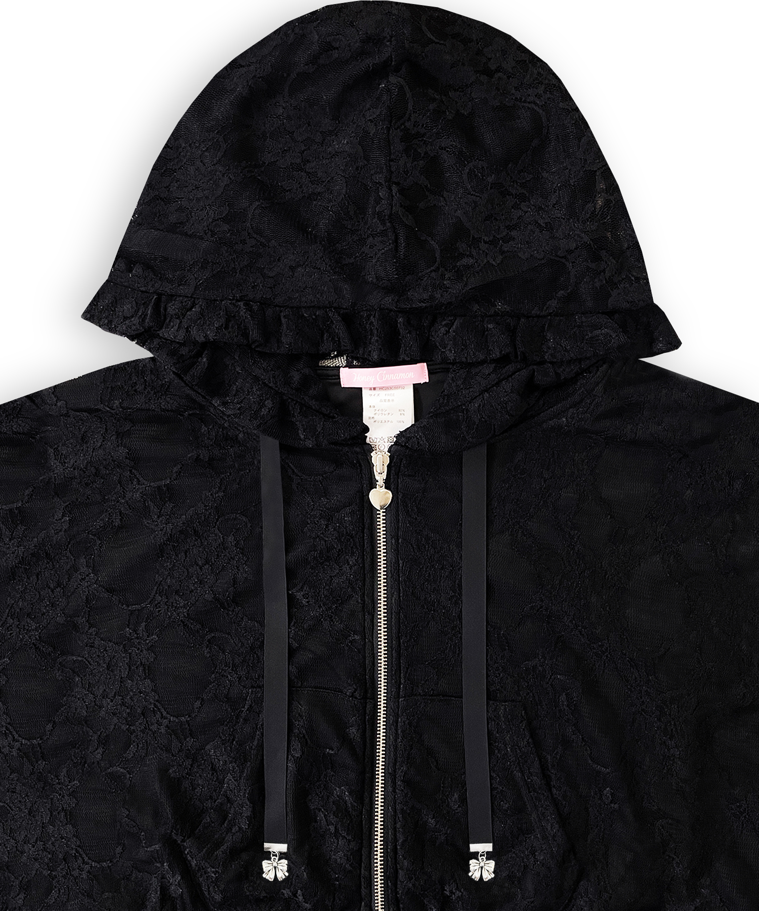 リボンチャームレースパーカー