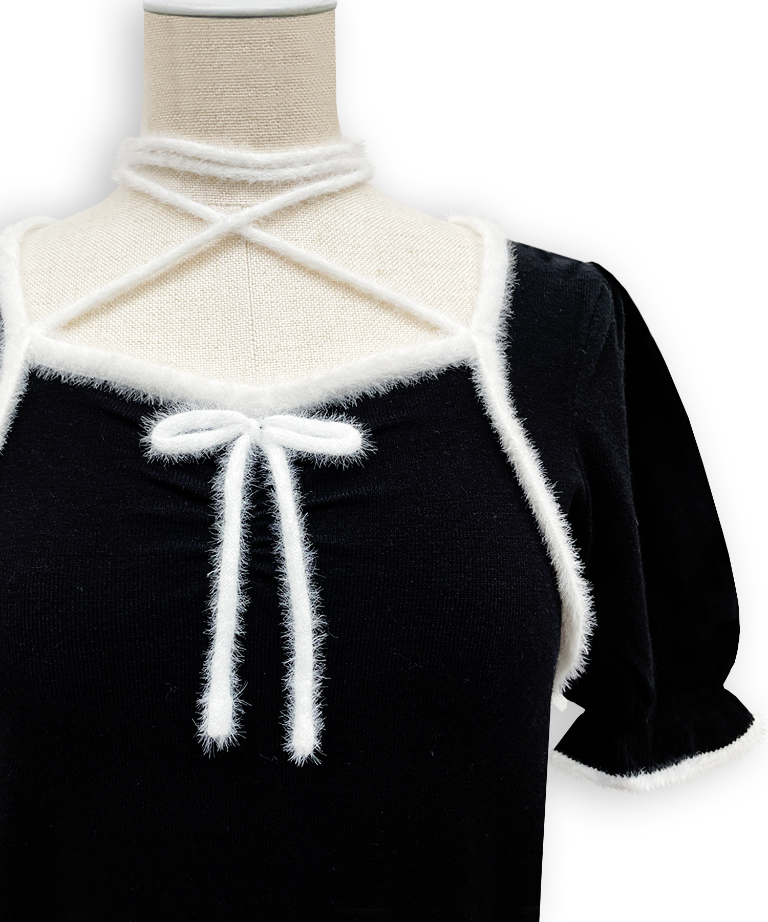 ポイントシャギー配色ニット