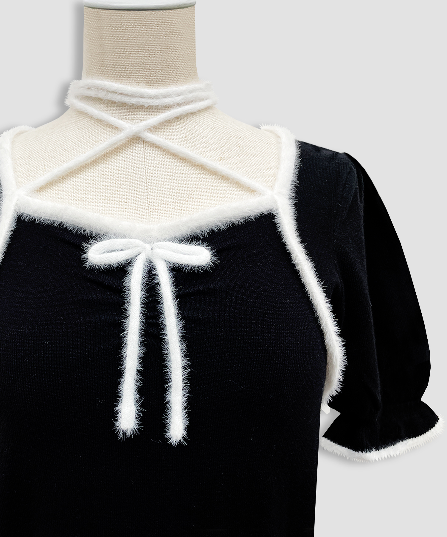 ポイントシャギー配色ニット