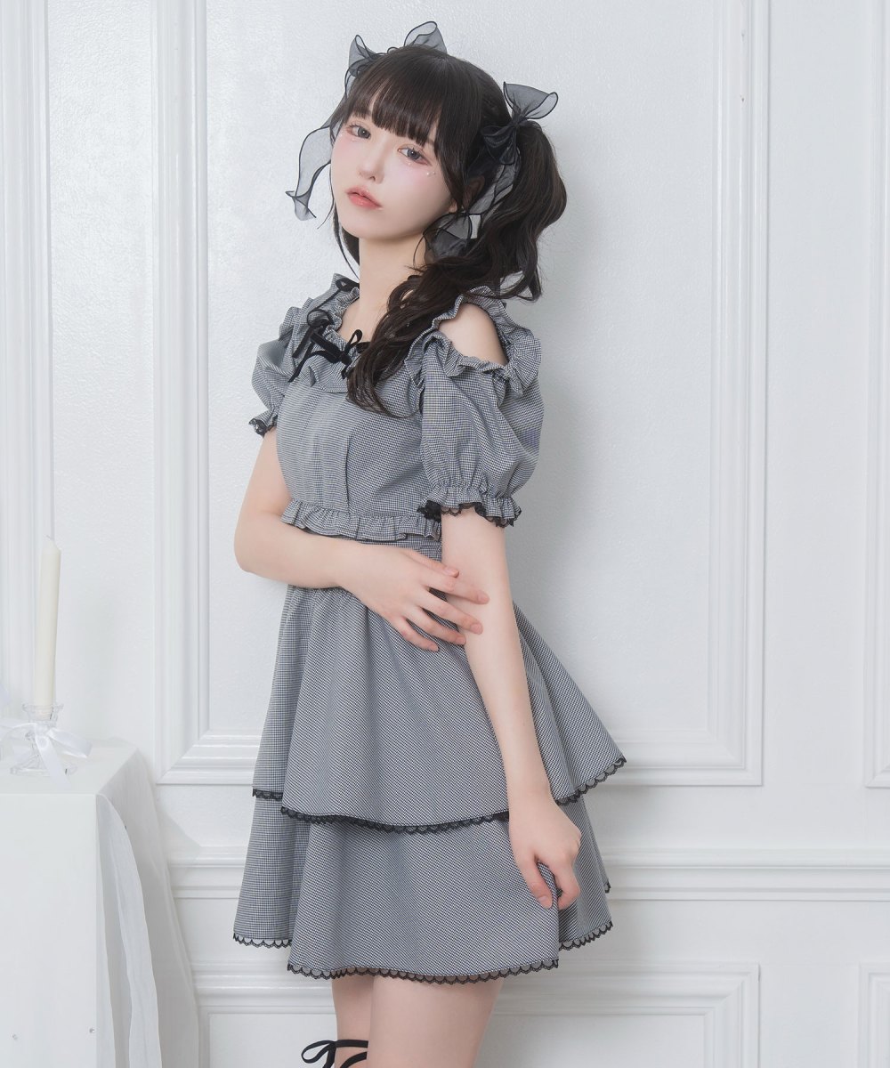 ベロアリボンスクエアネックワンピース
