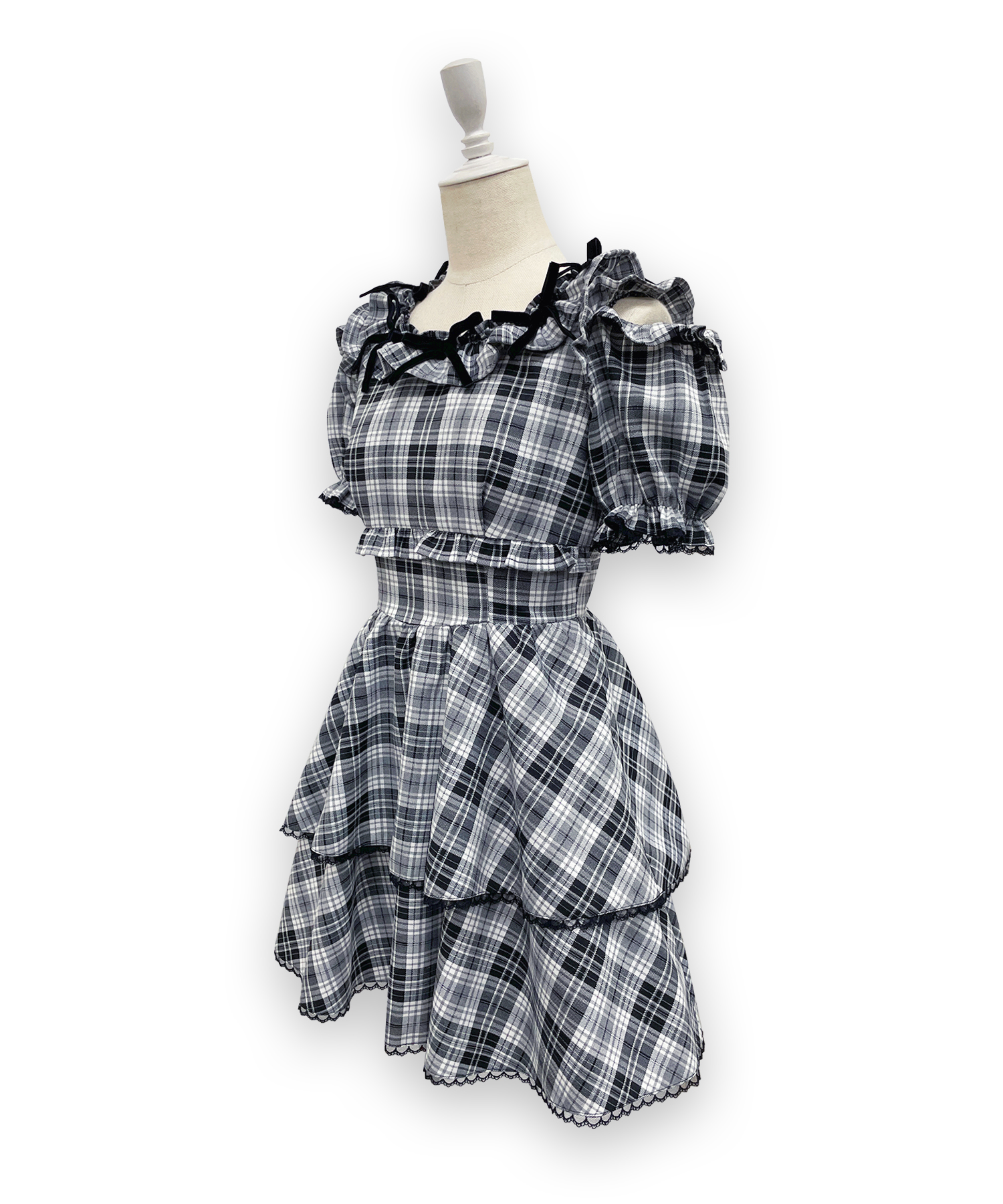 ベロアリボンスクエアネックワンピース