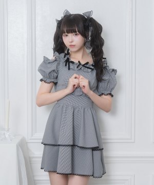 ベロアリボンスクエアネックワンピース