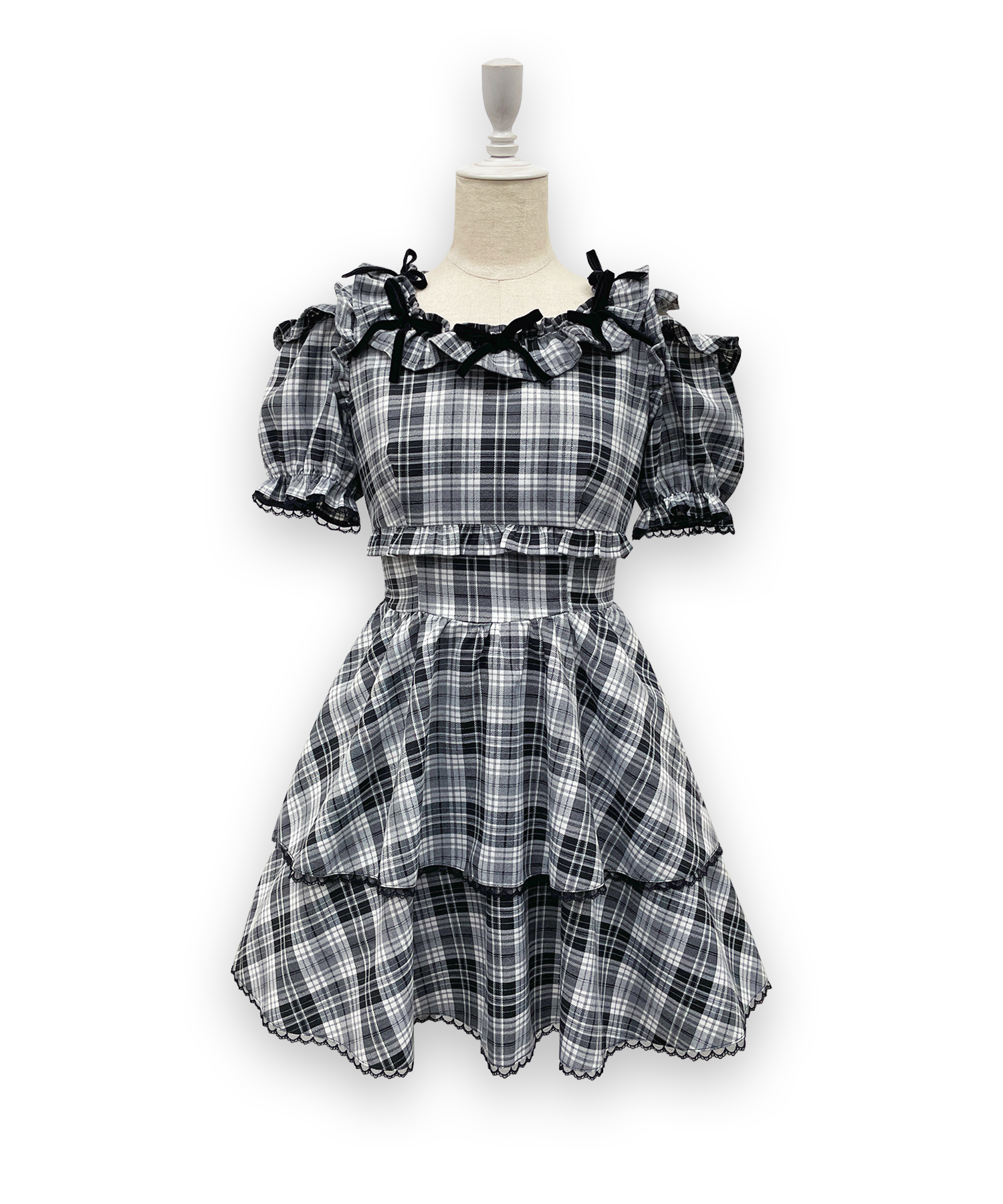 ベロアリボンスクエアネックワンピース