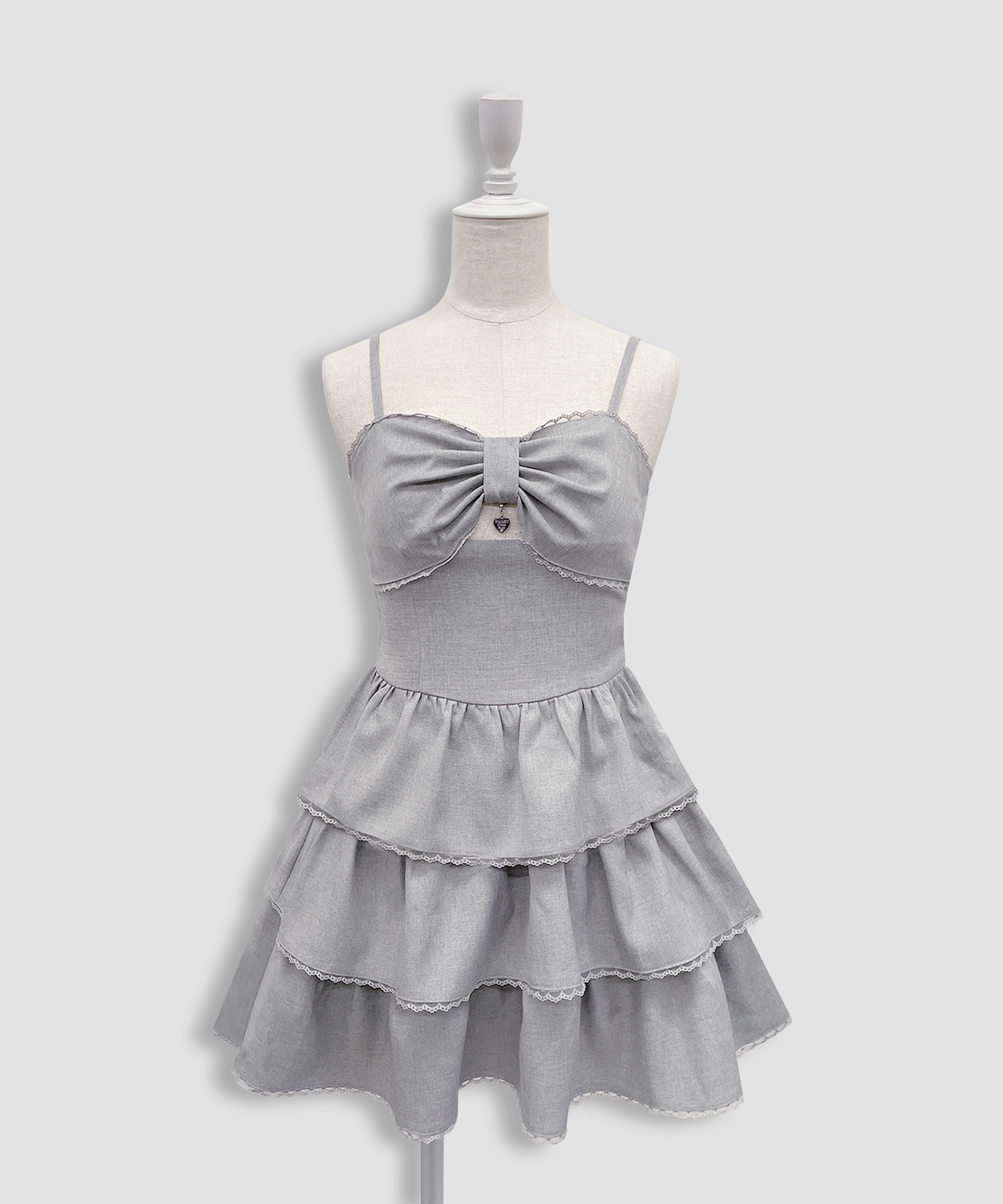 リボンロゴチャーム3段フリルジャンスカ