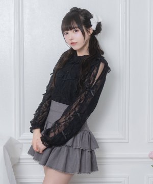 袖リボンレースブラウス