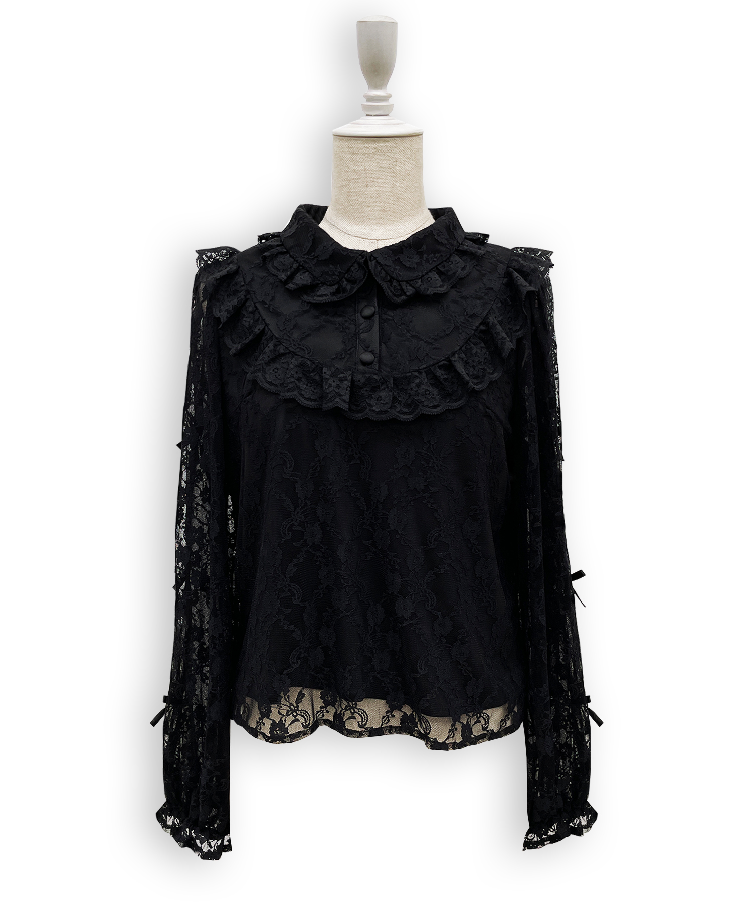 袖リボンレースブラウス