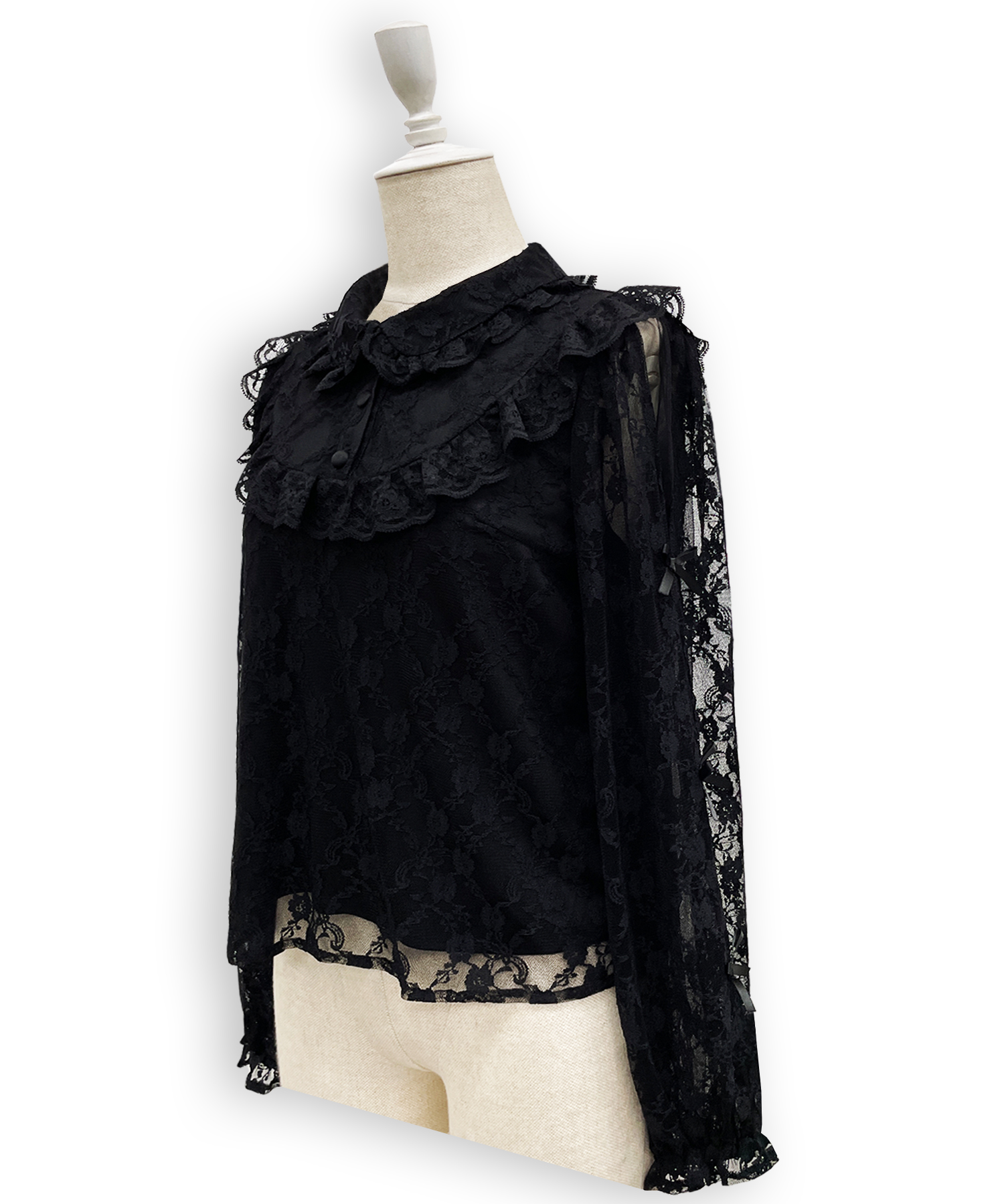 袖リボンレースブラウス