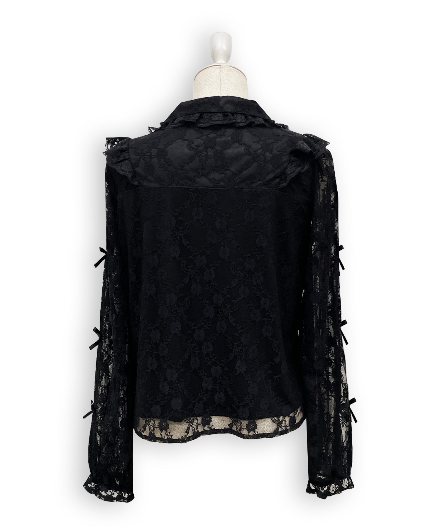 袖リボンレースブラウス