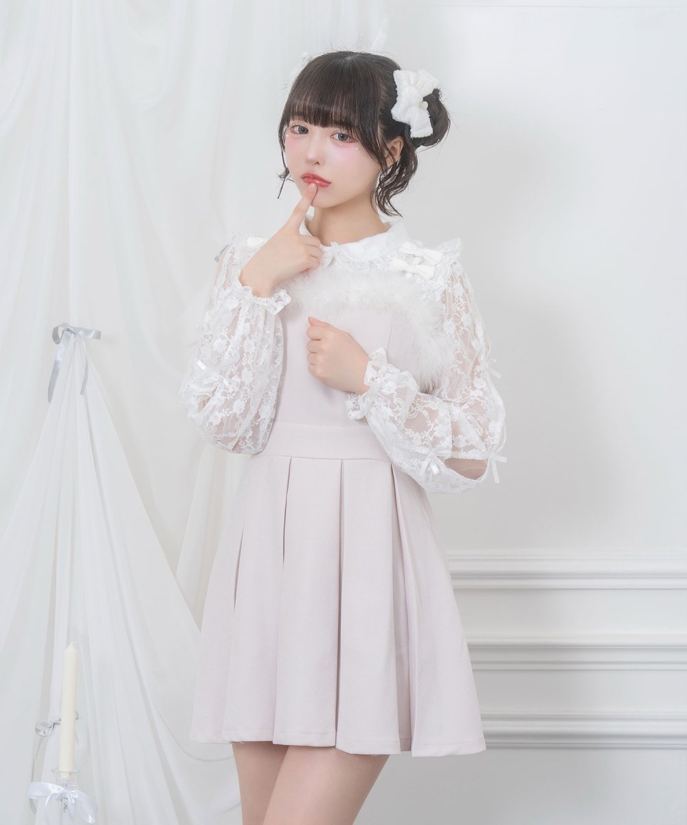 袖リボンレースブラウス