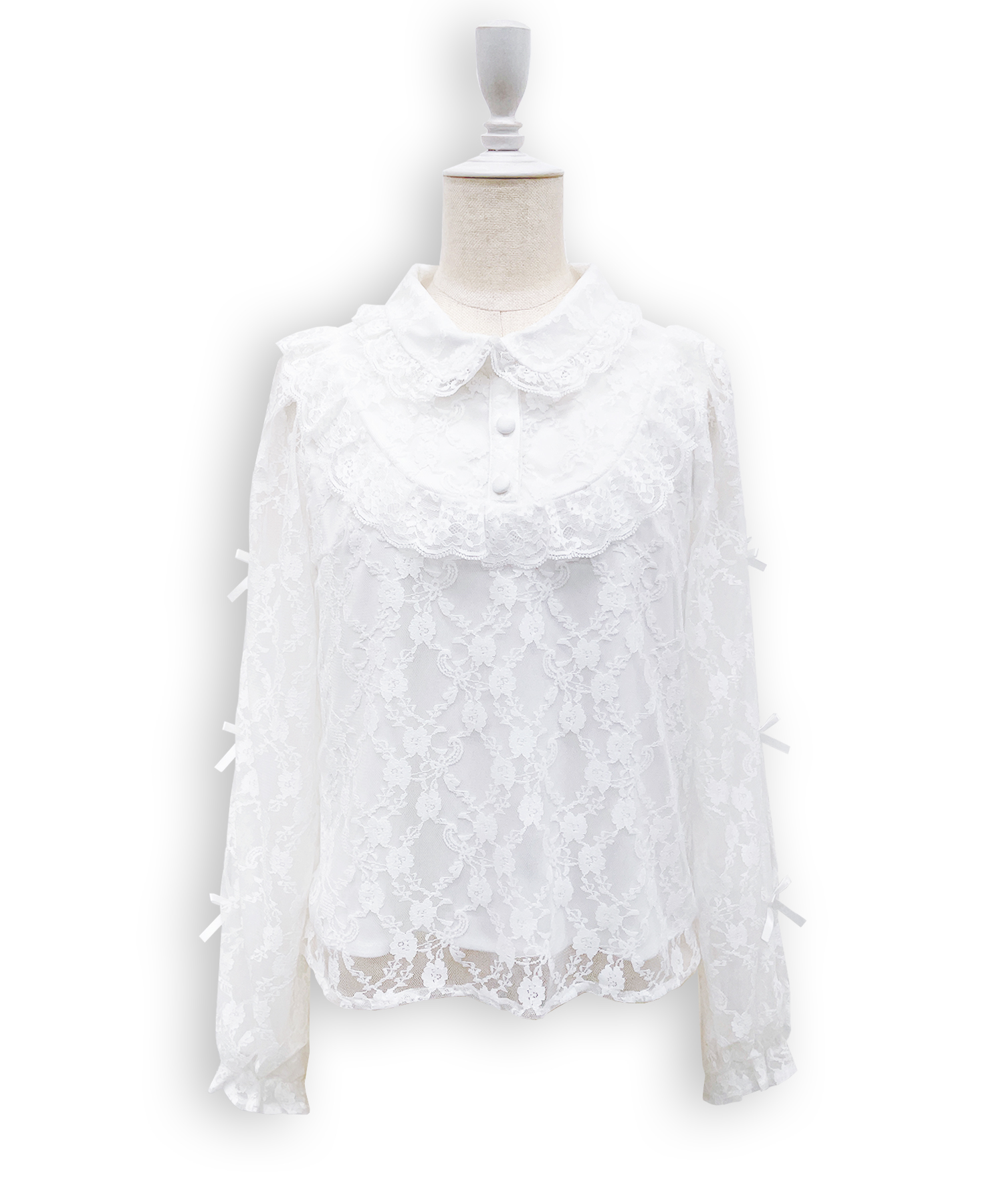 袖リボンレースブラウス