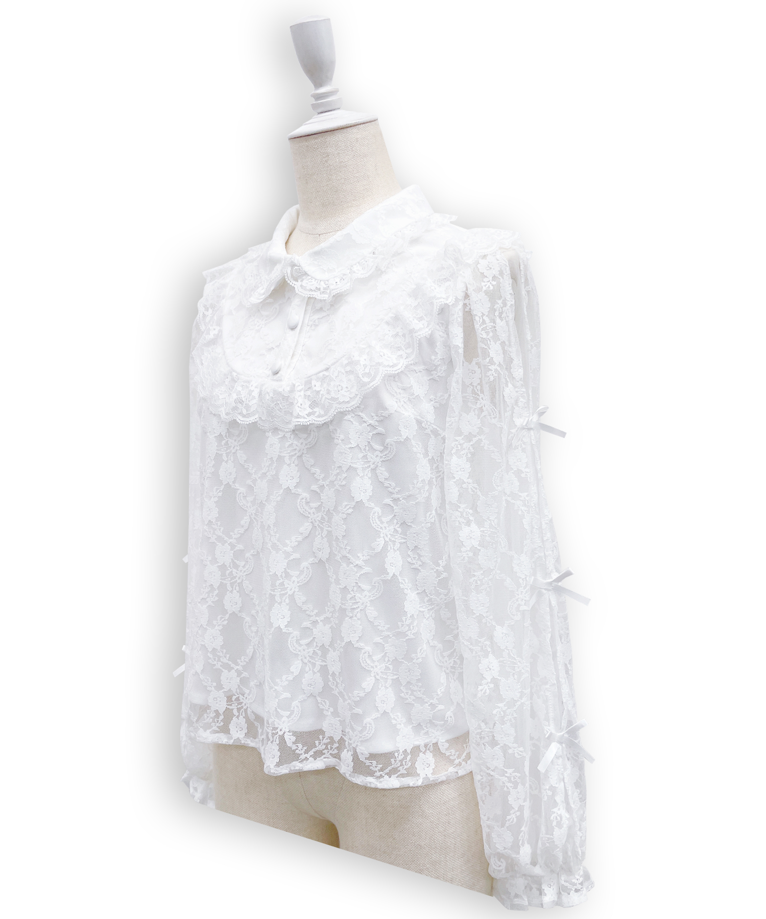 袖リボンレースブラウス