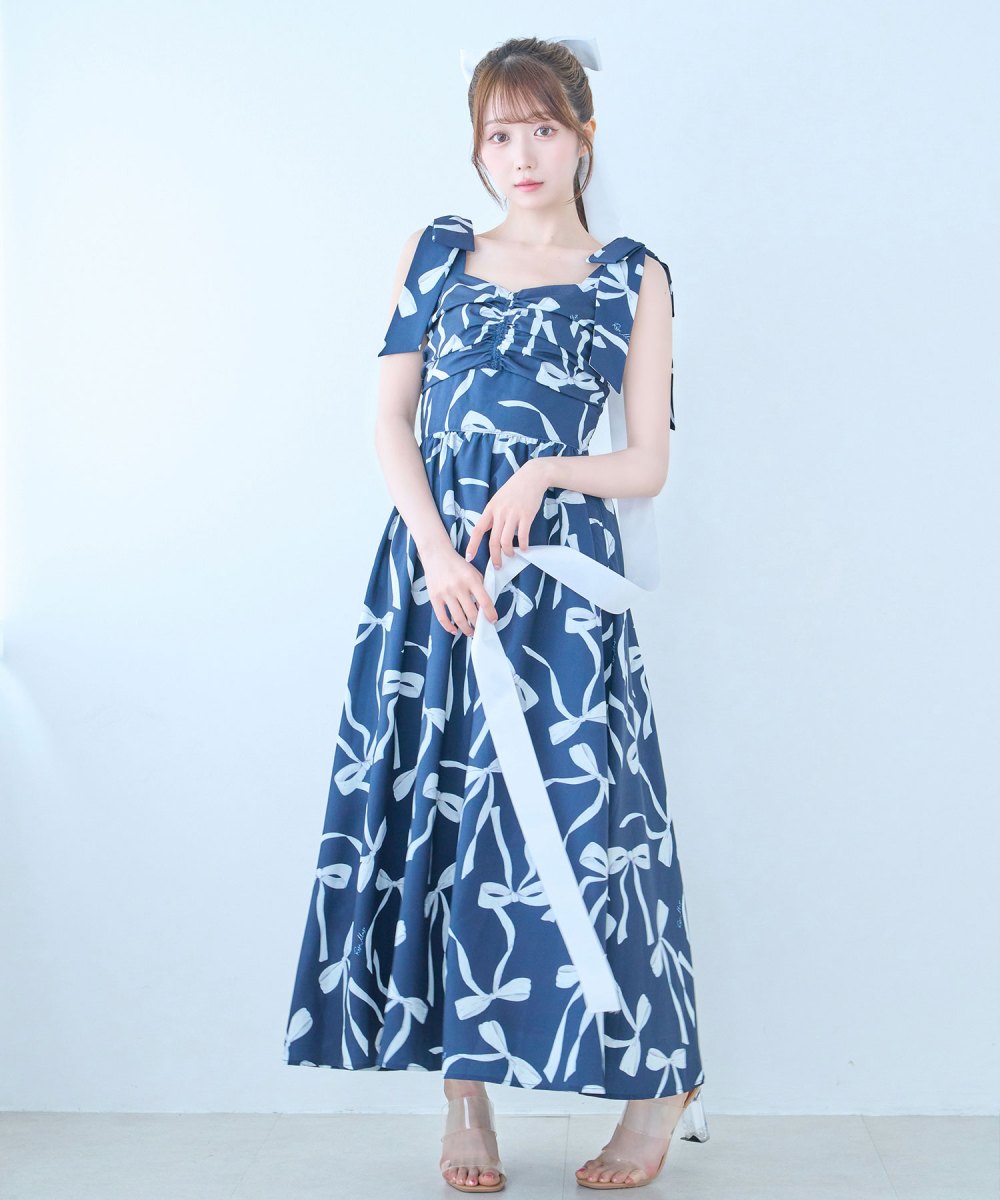 ribbon pattern cami dress