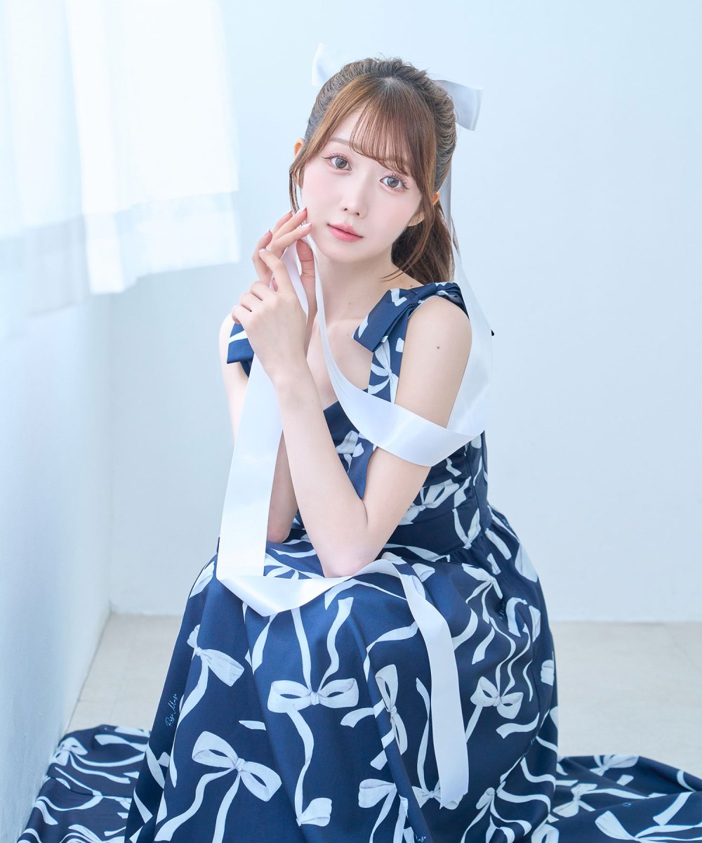 ribbon pattern cami dress