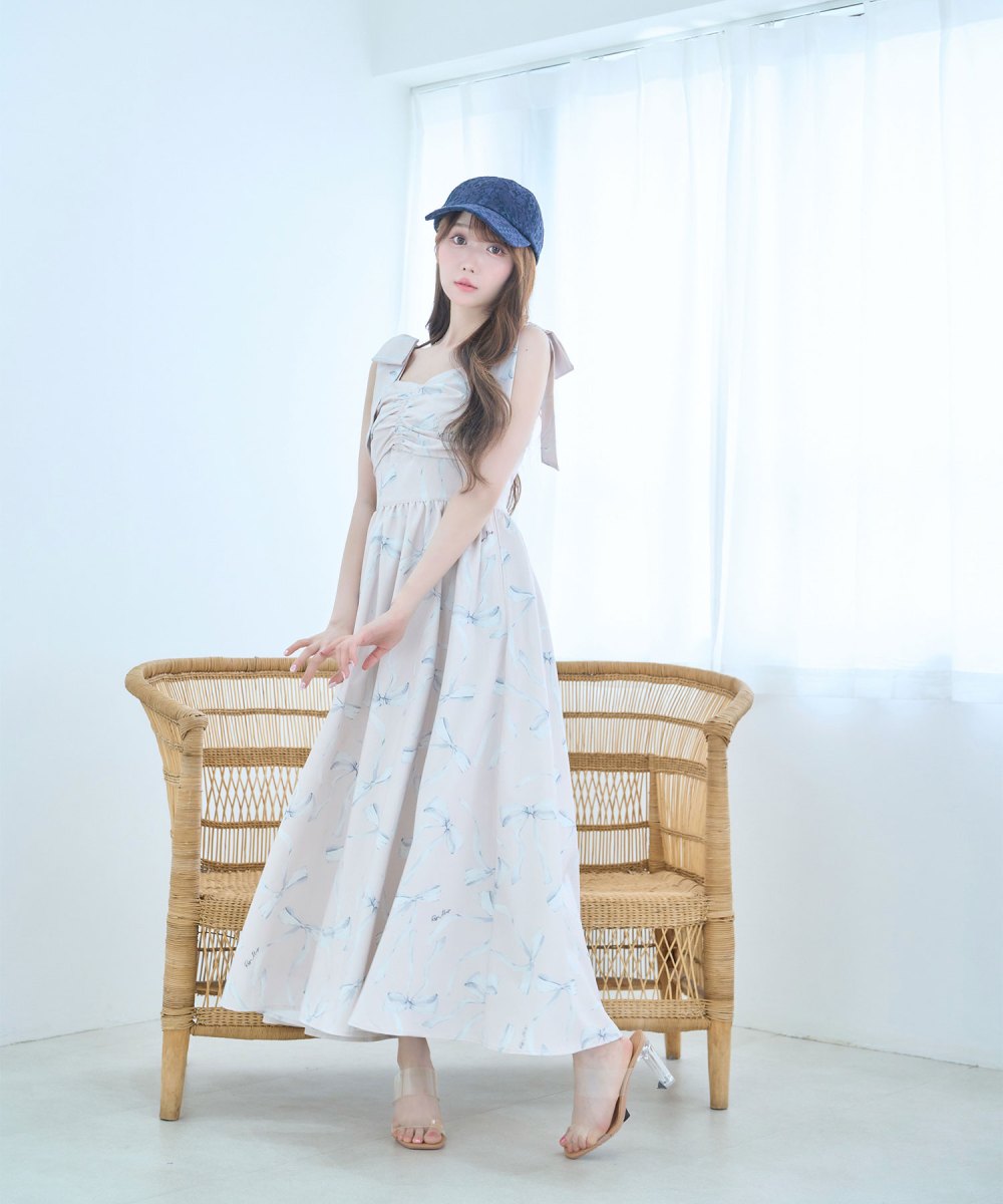 ribbon pattern cami dress