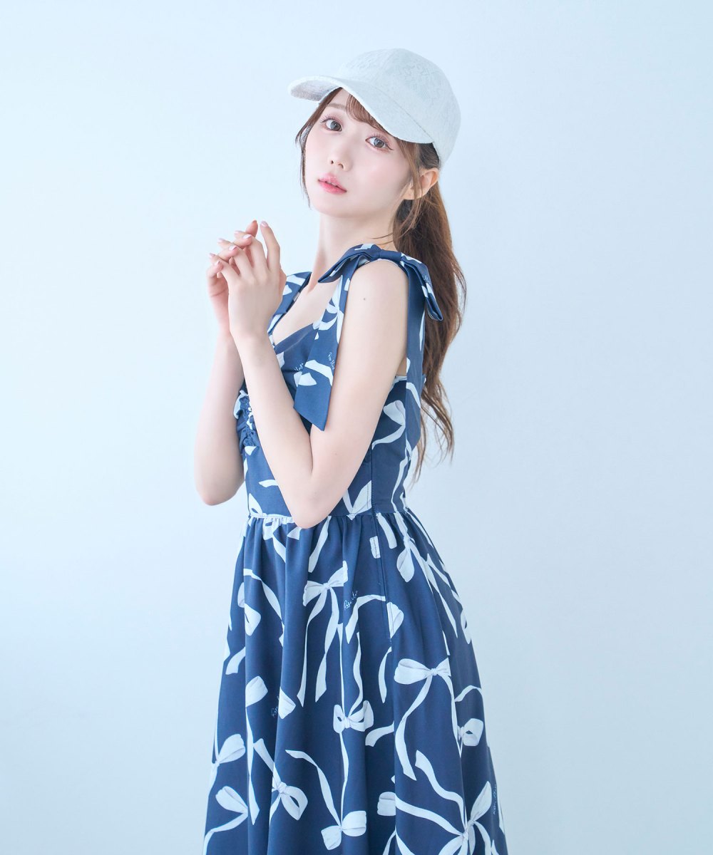 ribbon pattern cami dress