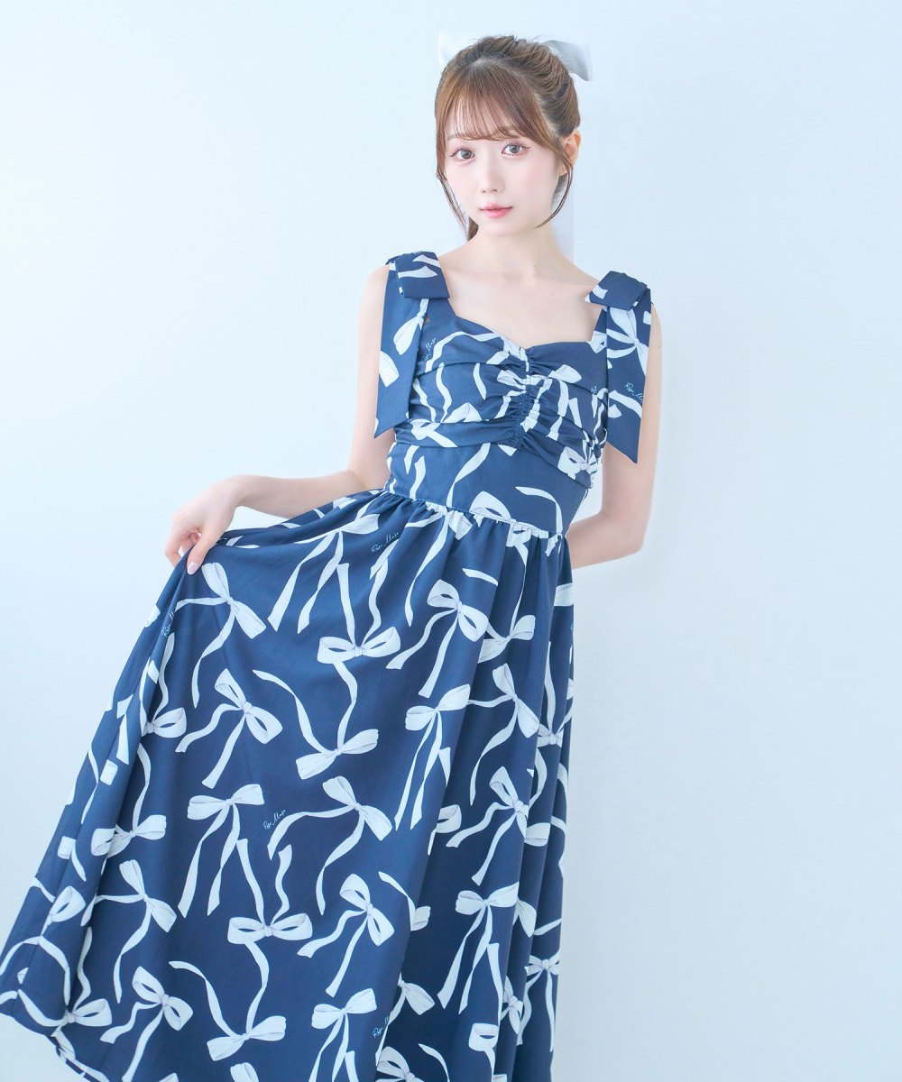 ribbon pattern cami dress