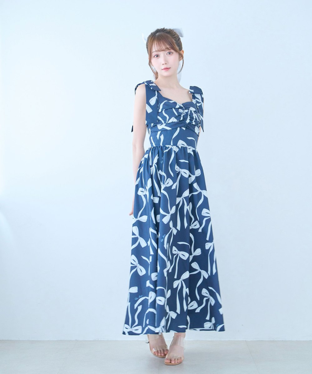 ribbon pattern cami dress