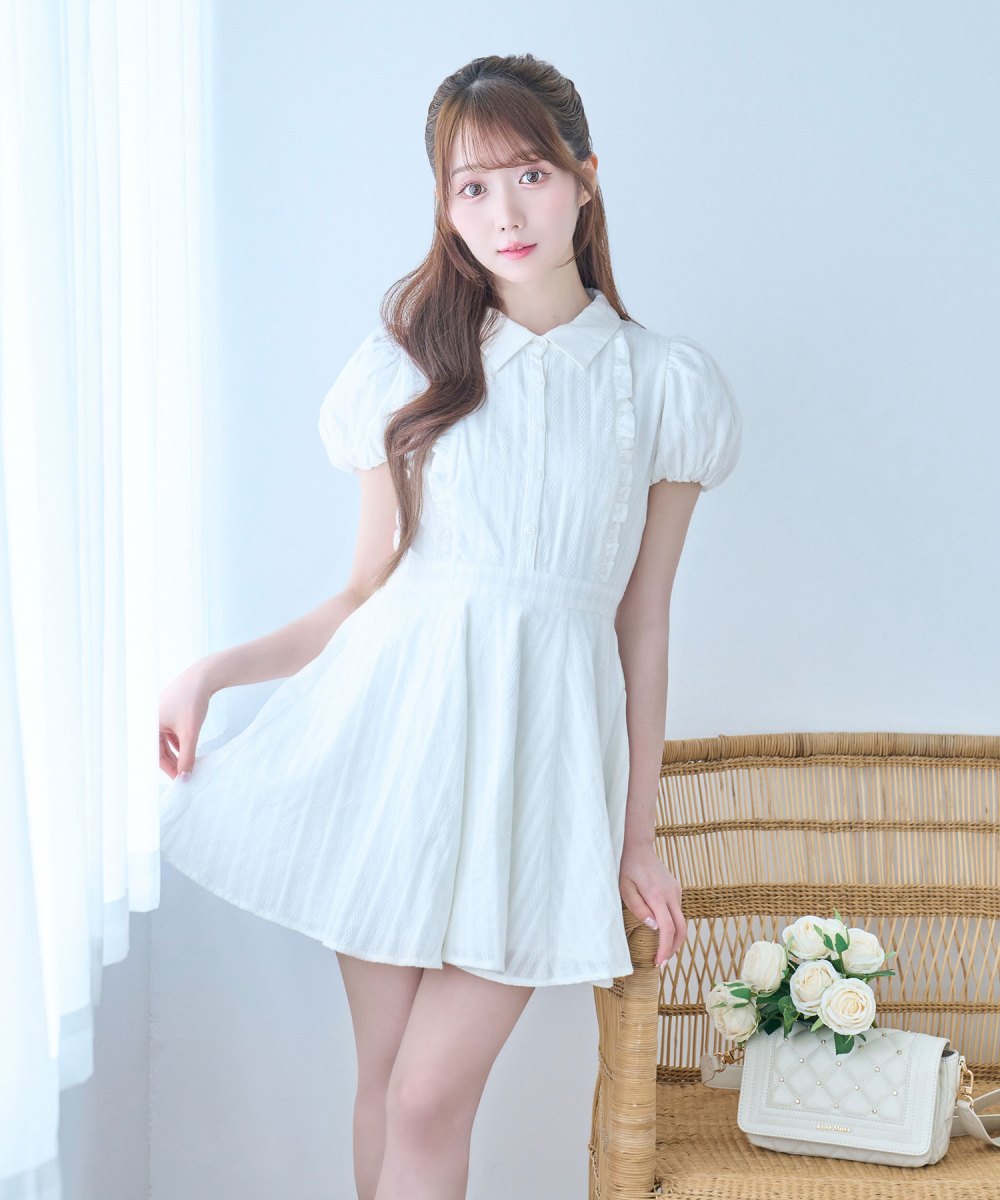 cotton lace flare mini onepiece