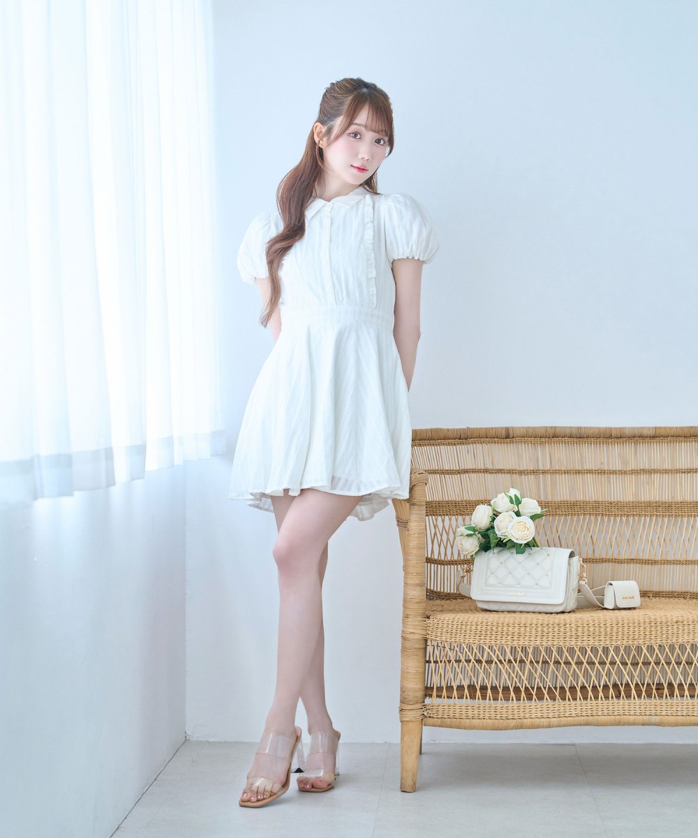 cotton lace flare mini onepiece
